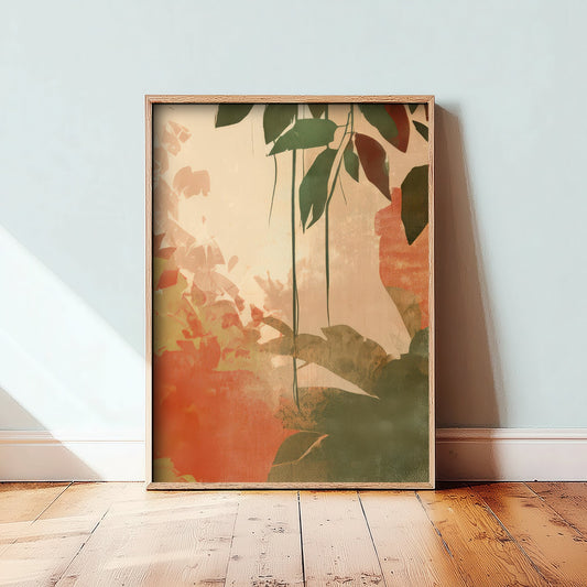 Tropical Jungle Leaves Art Print - Boho Foliage Poster - Abstract Botanical Illustration Wall Art V2 1/3