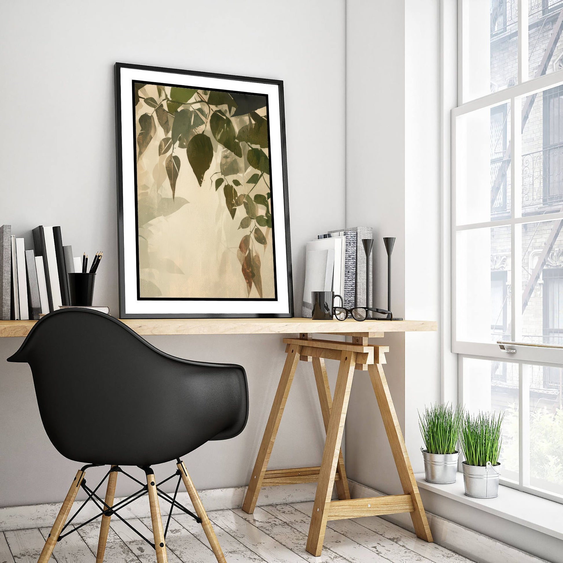 Tropical Jungle Foliage Art Print - Boho Leaf Poster - Abstract Botanical Illustration Wall Art V2 2/3