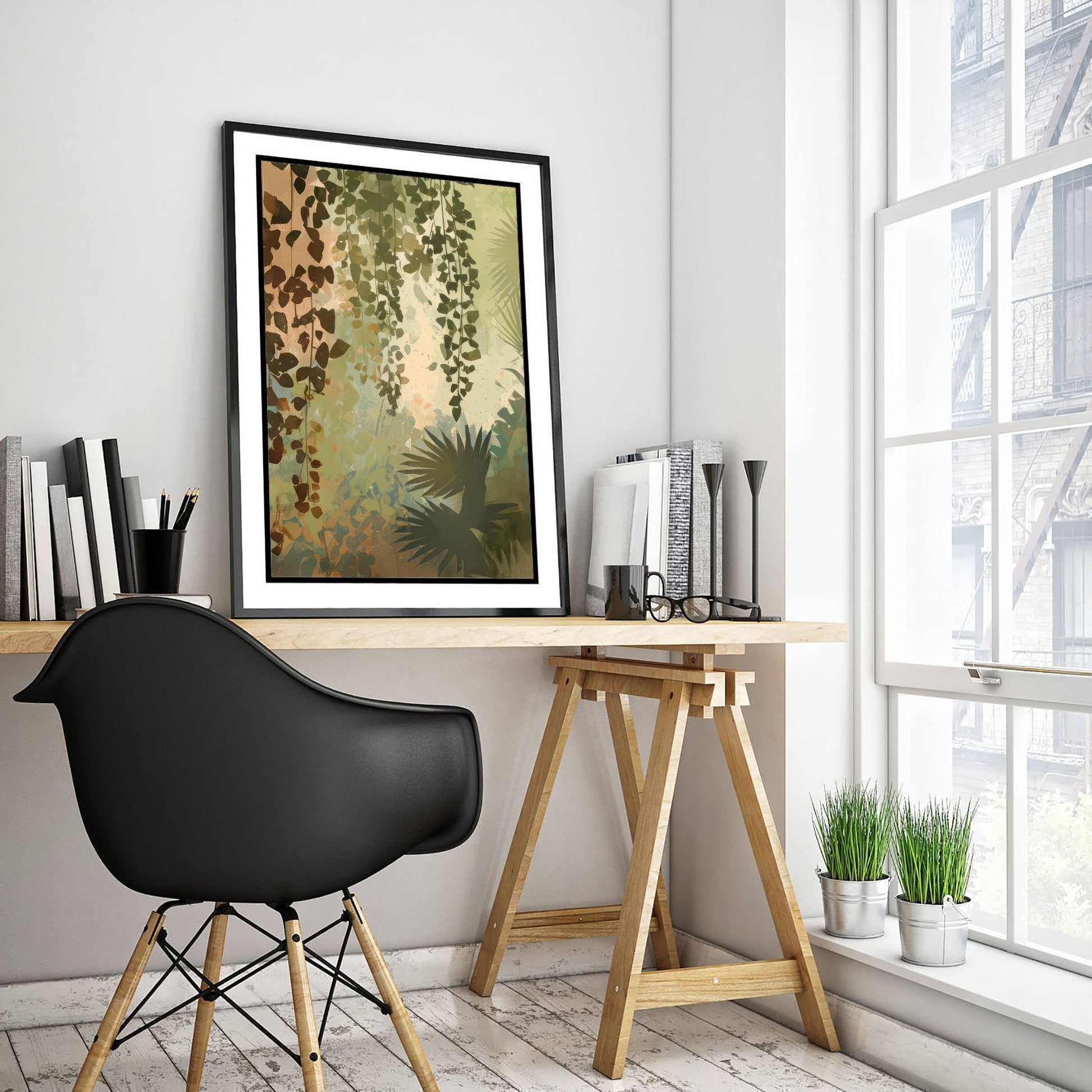 Tropical Jungle Leaf Art Print - Boho Foliage Poster - Abstract Botanical Illustration Wall Art V2 3/3