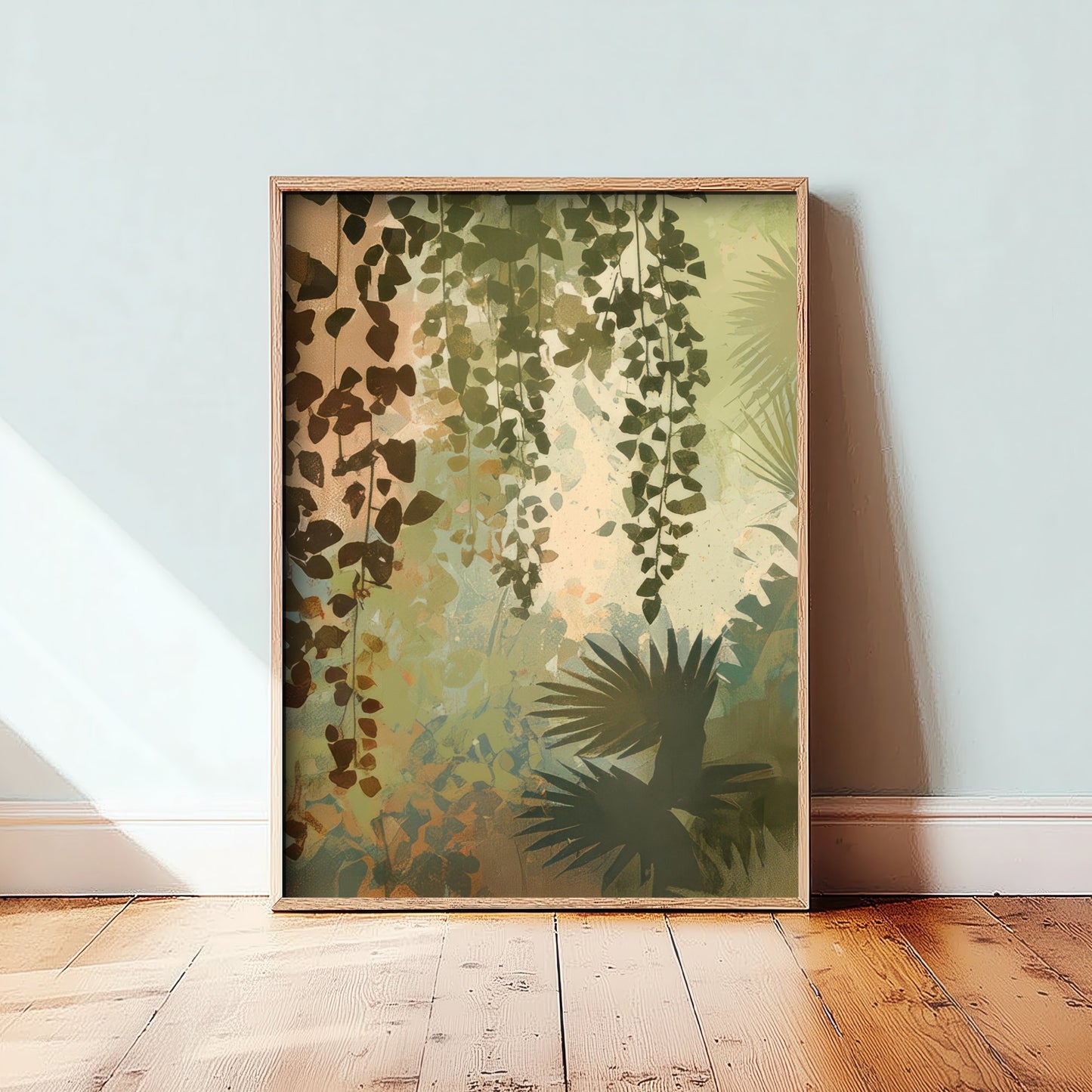 Tropical Jungle Leaf Art Print - Boho Foliage Poster - Abstract Botanical Illustration Wall Art V2 3/3