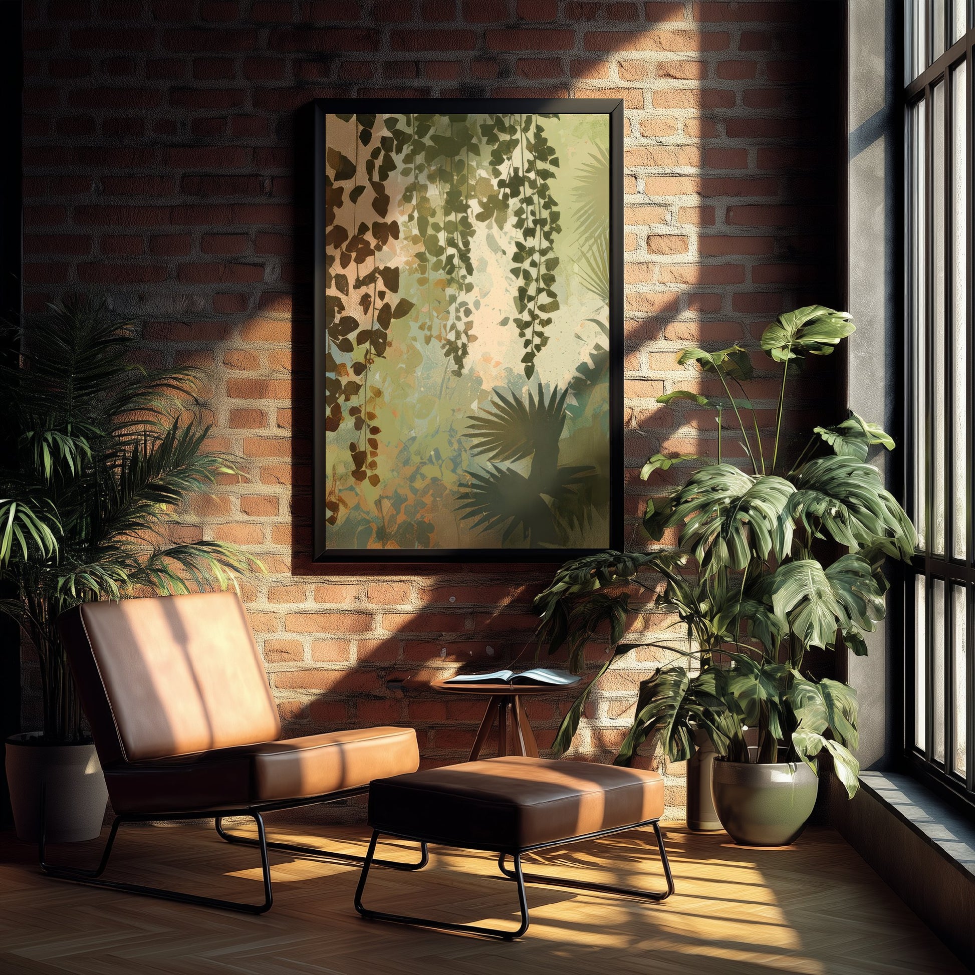 Tropical Jungle Leaf Art Print - Boho Foliage Poster - Abstract Botanical Illustration Wall Art V2 3/3