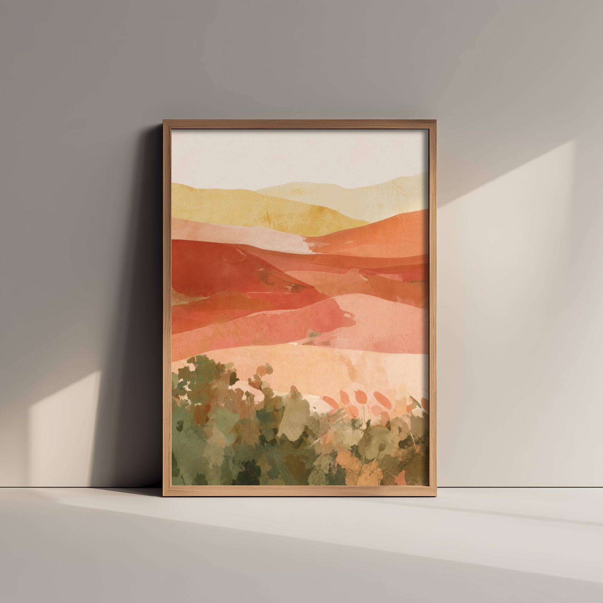 Tuscany Italy Travel Poster - Rolling Hills Art Print - Abstract Tuscan Landscape Illustration - Wall Art V1 2/3
