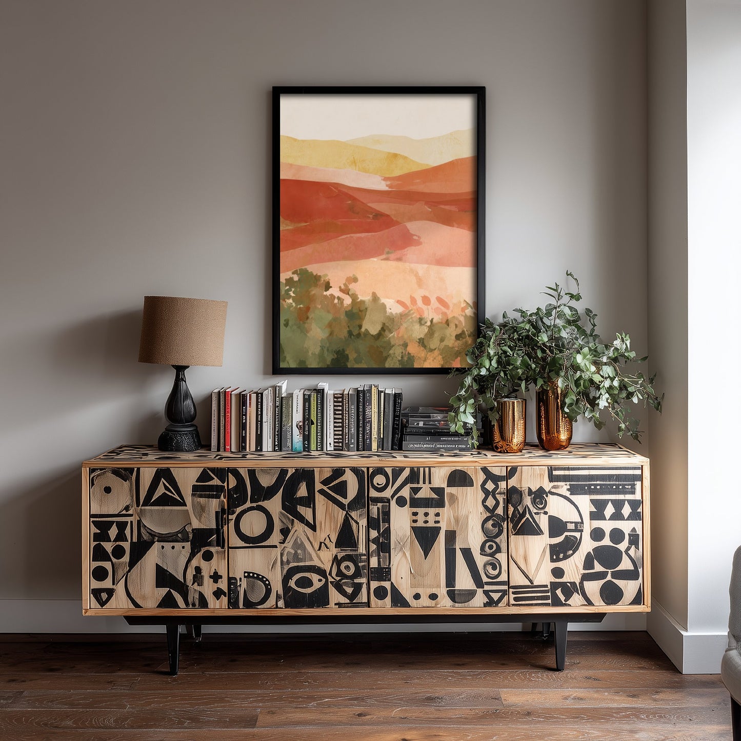 Tuscany Italy Travel Poster - Rolling Hills Art Print - Abstract Tuscan Landscape Illustration - Wall Art V1 2/3
