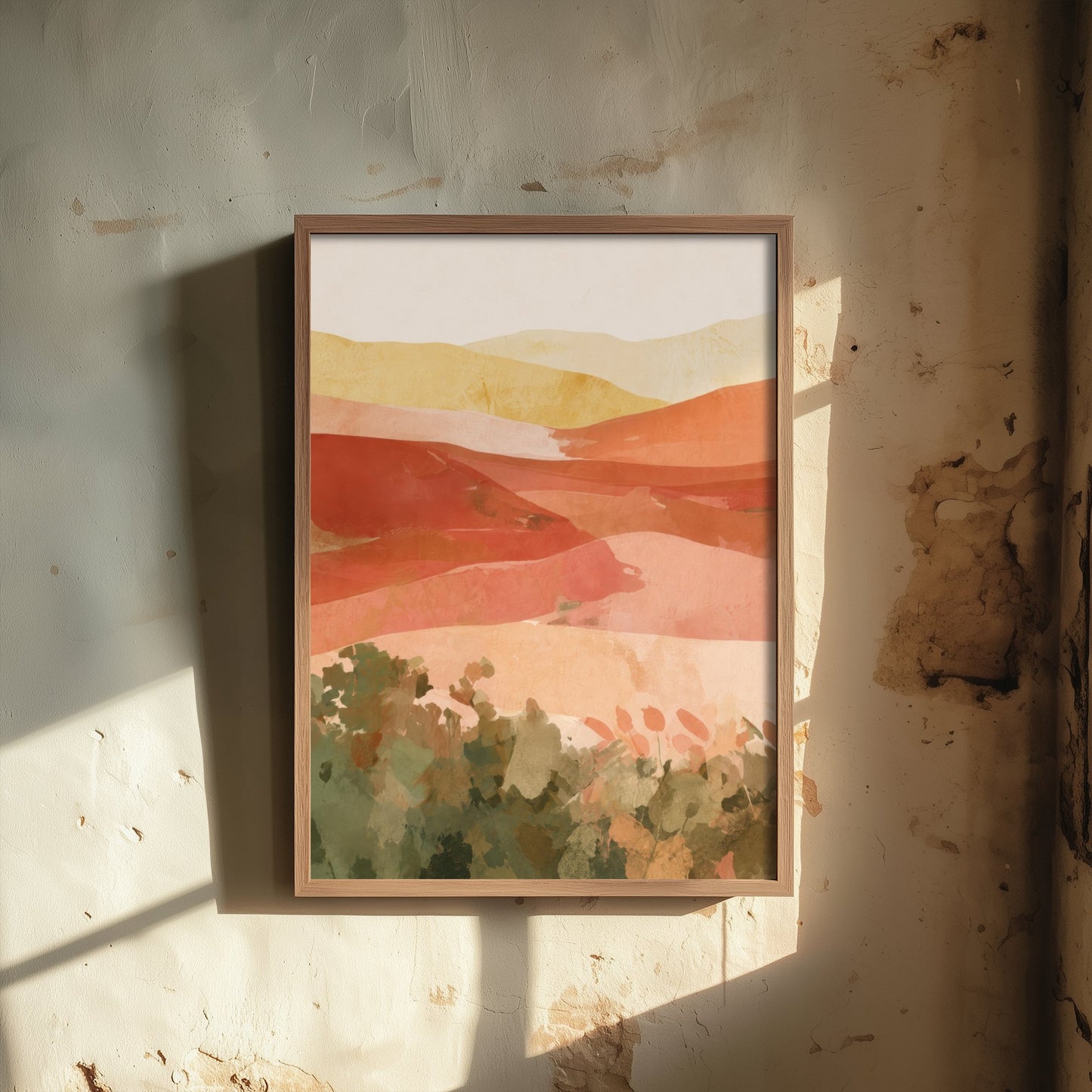 Tuscany Italy Travel Poster - Rolling Hills Art Print - Abstract Tuscan Landscape Illustration - Wall Art V1 2/3