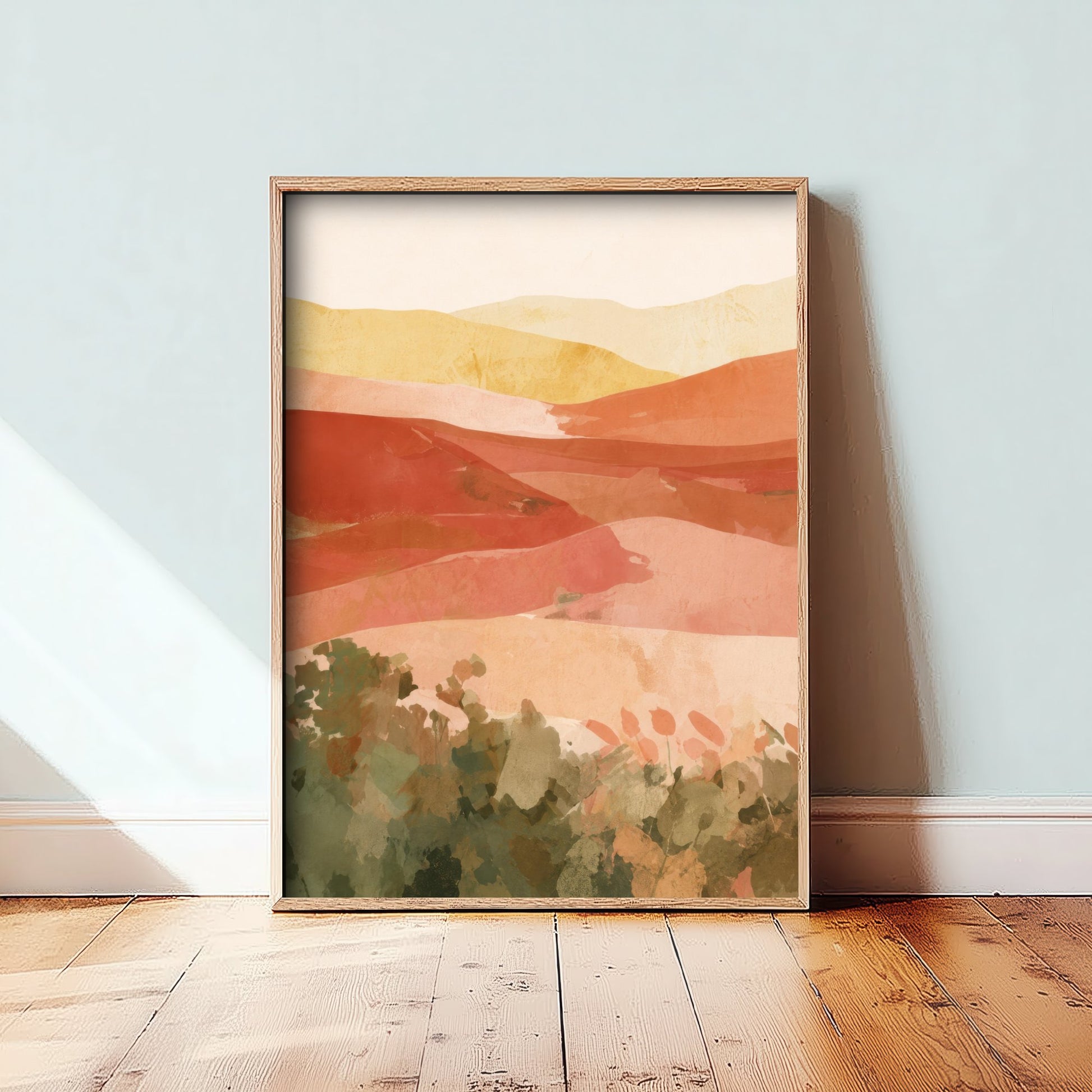 Tuscany Italy Travel Poster - Rolling Hills Art Print - Abstract Tuscan Landscape Illustration - Wall Art V1 2/3