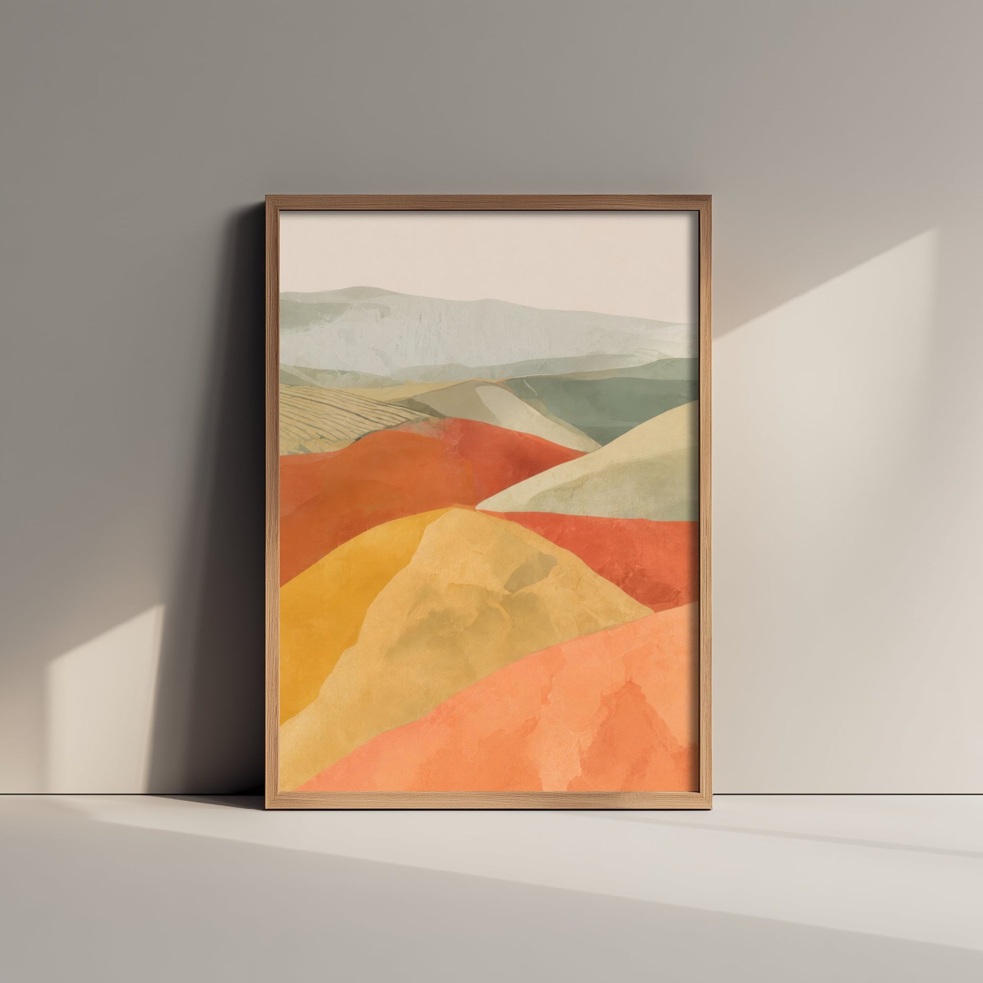 Tuscany Italy Travel Poster - Rolling Hills Art Print - Abstract Tuscan Landscape Illustration - Wall Art V2 1/3