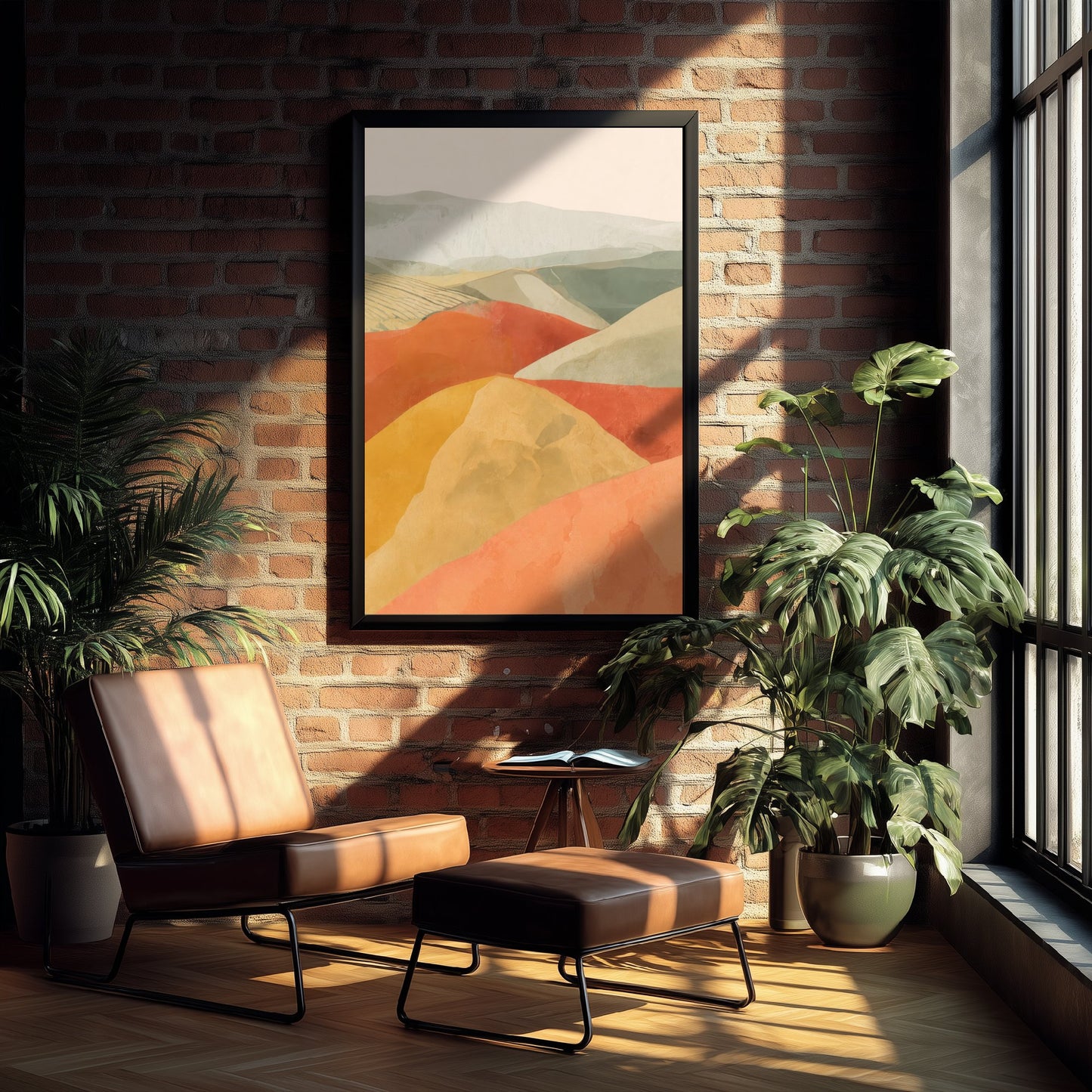 Tuscany Italy Travel Poster - Rolling Hills Art Print - Abstract Tuscan Landscape Illustration - Wall Art V2 1/3