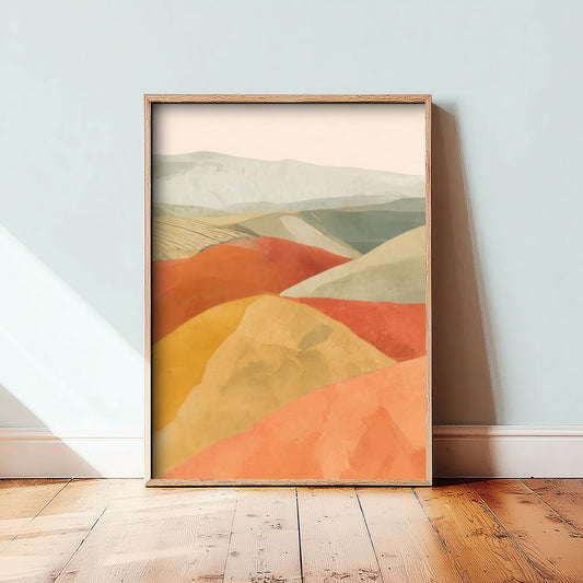 Tuscany Italy Travel Poster - Rolling Hills Art Print - Abstract Tuscan Landscape Illustration - Wall Art V2 1/3