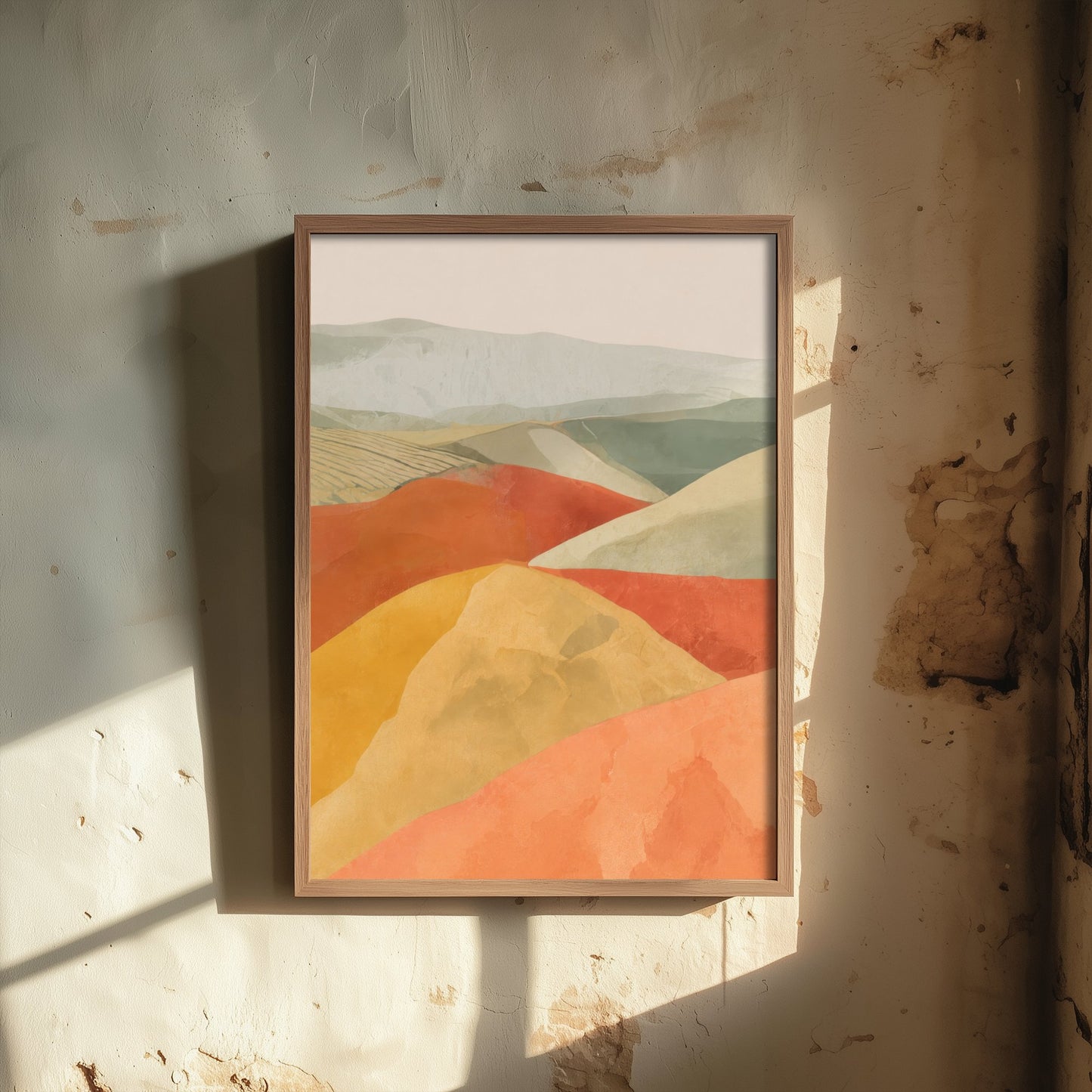 Tuscany Italy Travel Poster - Rolling Hills Art Print - Abstract Tuscan Landscape Illustration - Wall Art V2 1/3
