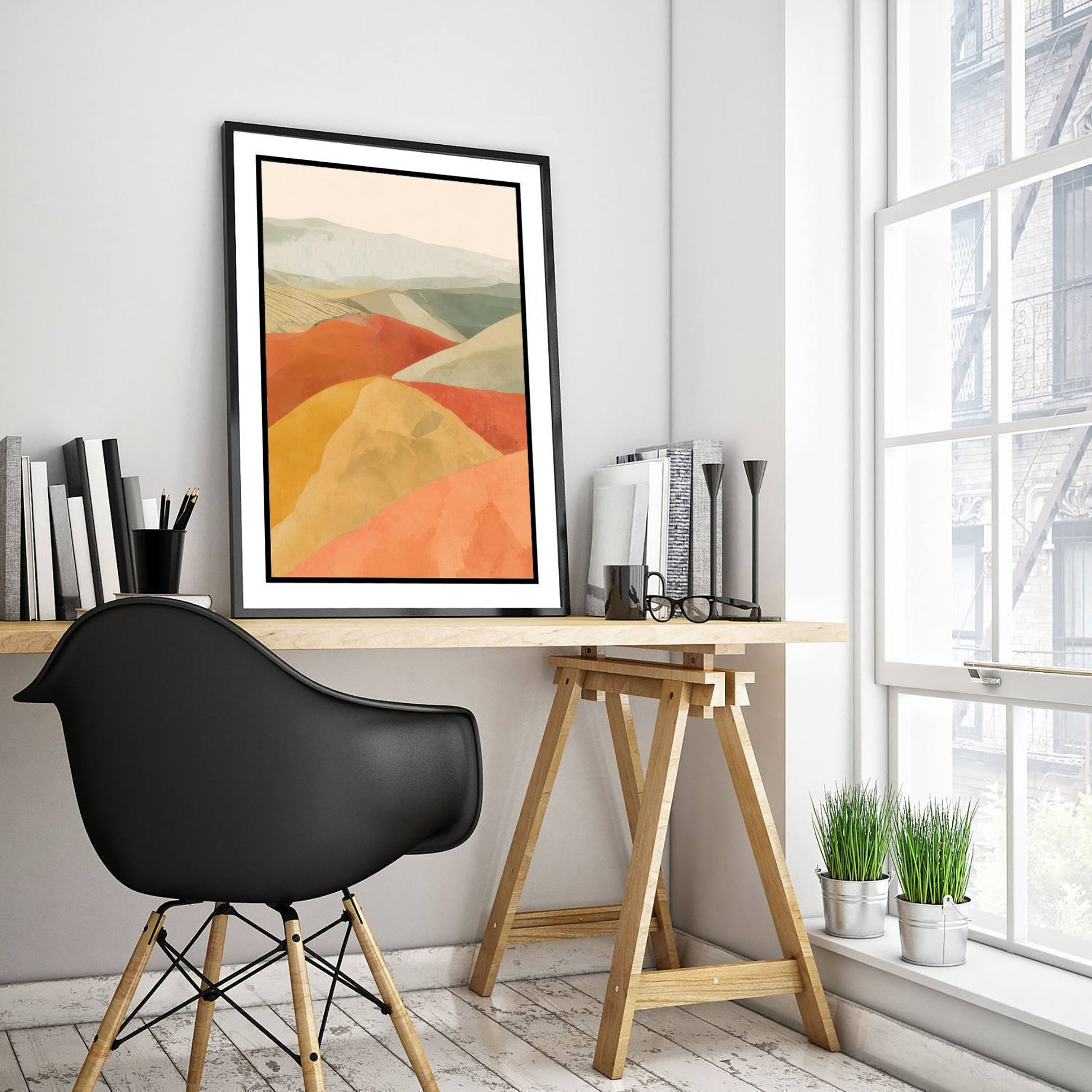 Tuscany Italy Travel Poster - Rolling Hills Art Print - Abstract Tuscan Landscape Illustration - Wall Art V2 1/3
