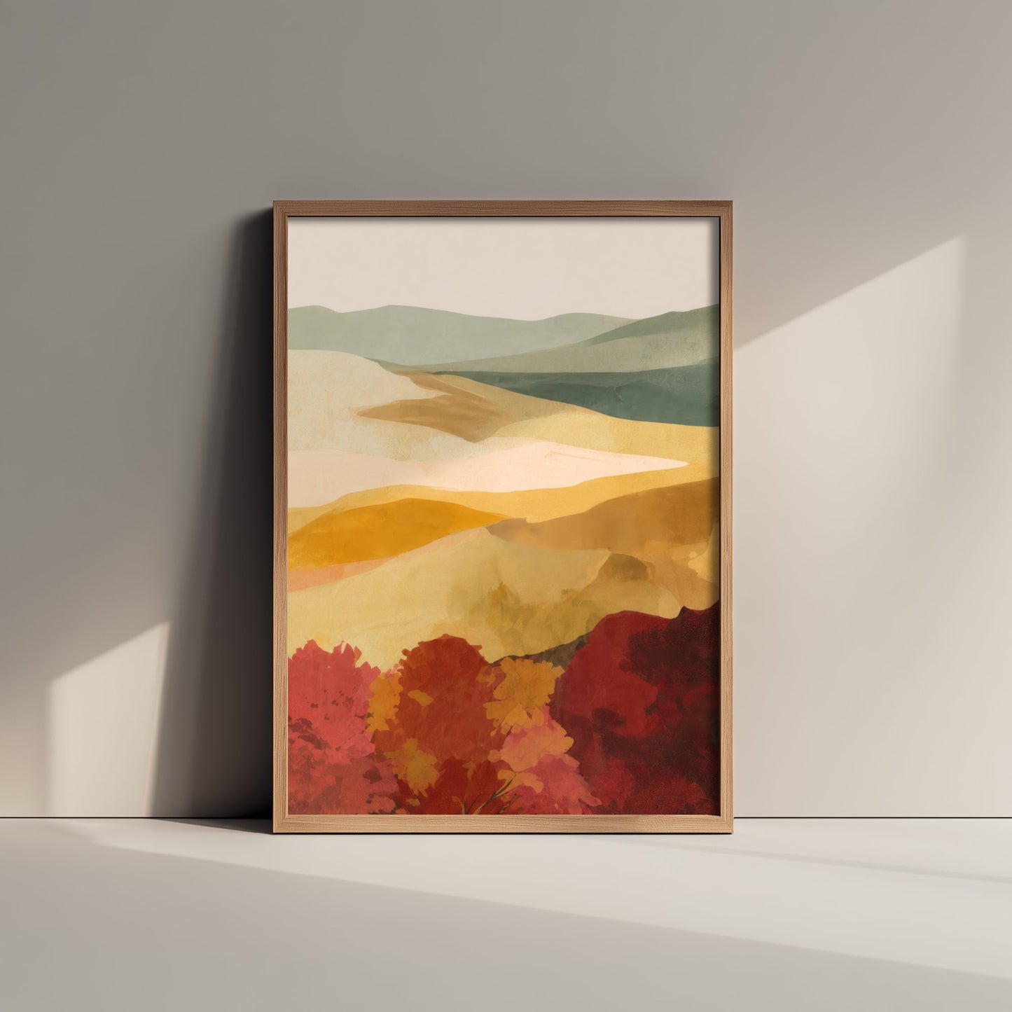 Tuscany Italy Travel Poster - Autumn Hills Art Print - Abstract Tuscan Landscape Illustration - Wall Art V2 2/3