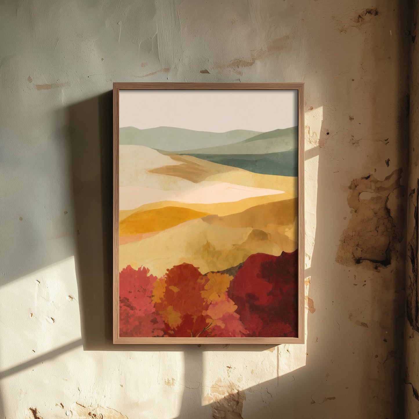 Tuscany Italy Travel Poster - Autumn Hills Art Print - Abstract Tuscan Landscape Illustration - Wall Art V2 2/3