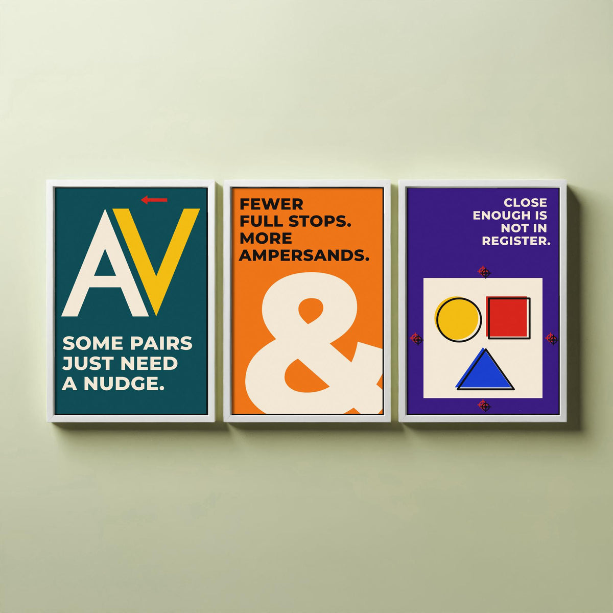 Typography Quotes Set of Three Art Prints - 3 Retro Bauhaus Letterpress Posters - Minimalist Design Wall Art Illustration V2