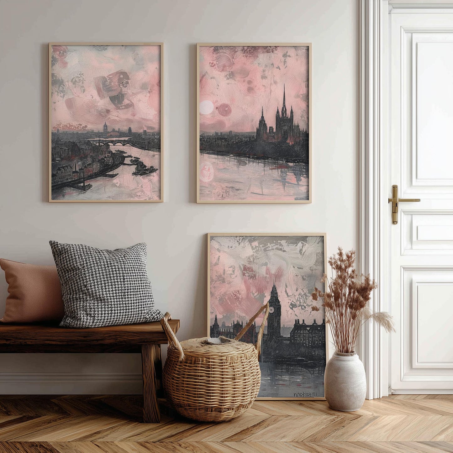 London England Set of Three Art Prints | Big Ben Parliament Skyline Poster Illustration