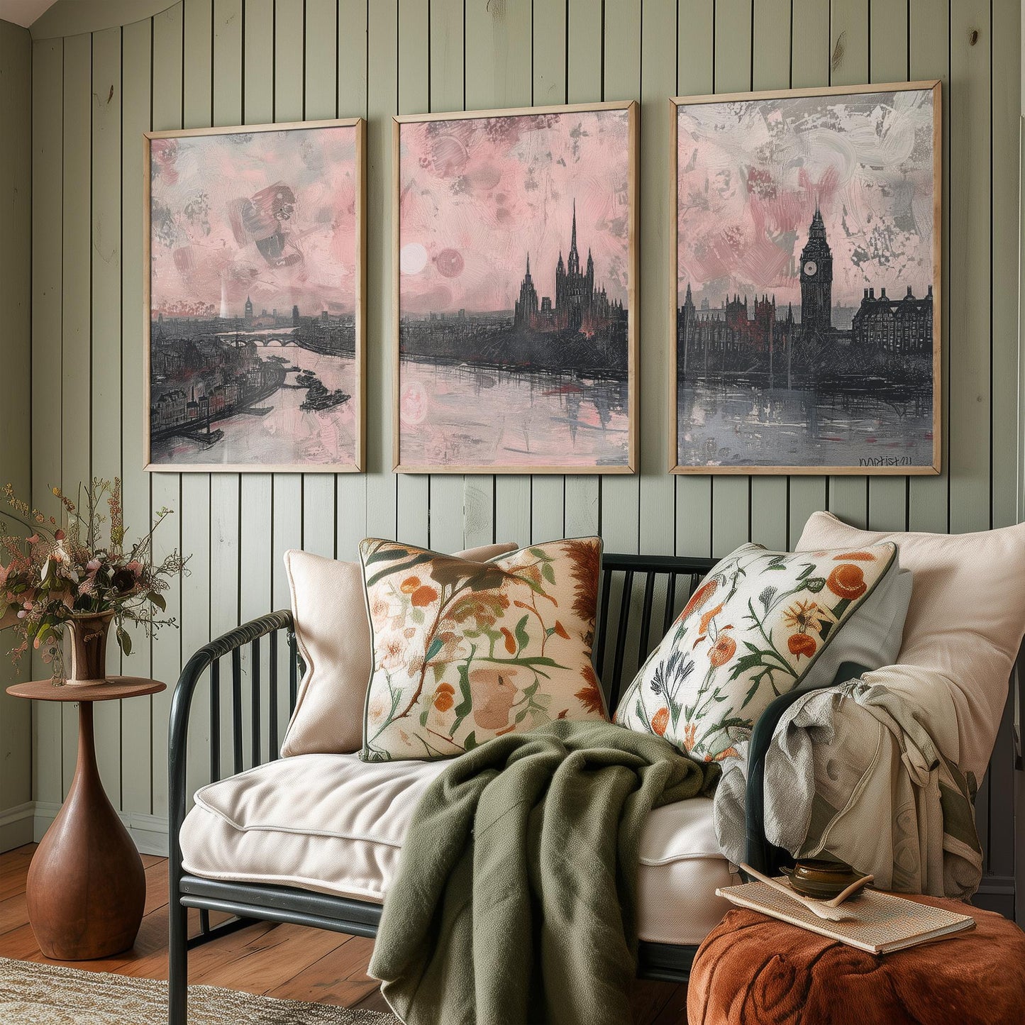 London England Set of Three Art Prints | Big Ben Parliament Skyline Poster Illustration