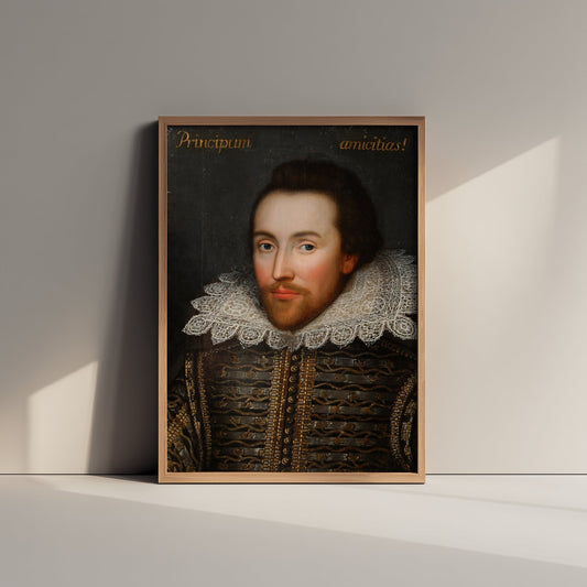 Cobbe Portrait of William Shakespeare (c. 1610) - Unknown Artist - Classic Painting Art Print - Jacobean Poet in Lace Ruff Poster