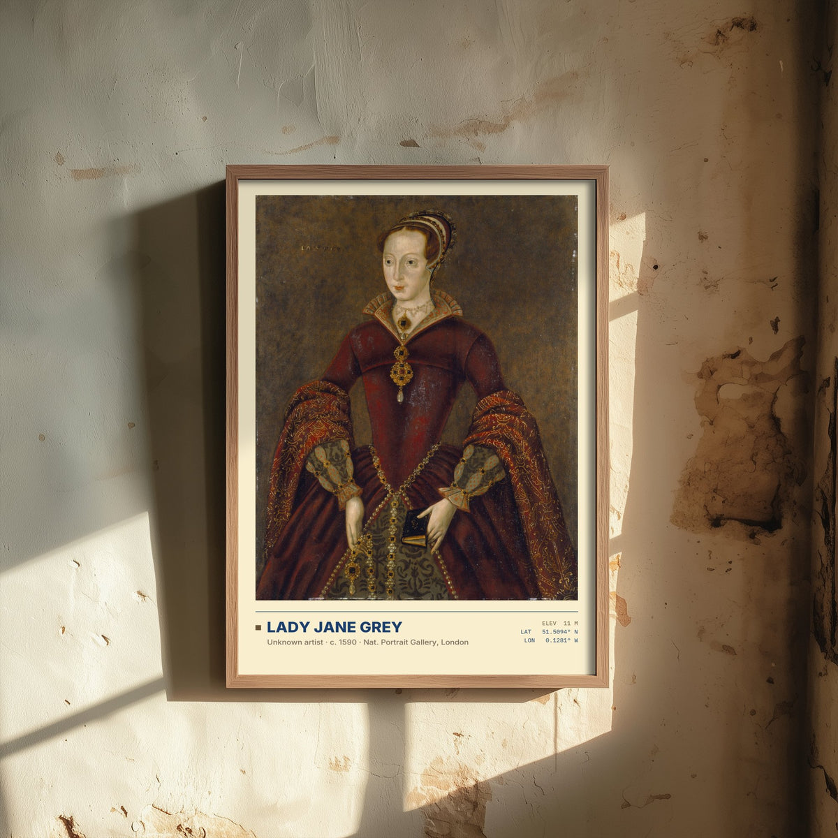 Lady Jane Grey Art Print - 1590 Tudor Classic Painting Poster - The Streatham Portrait, National Portrait Gallery Surveymono