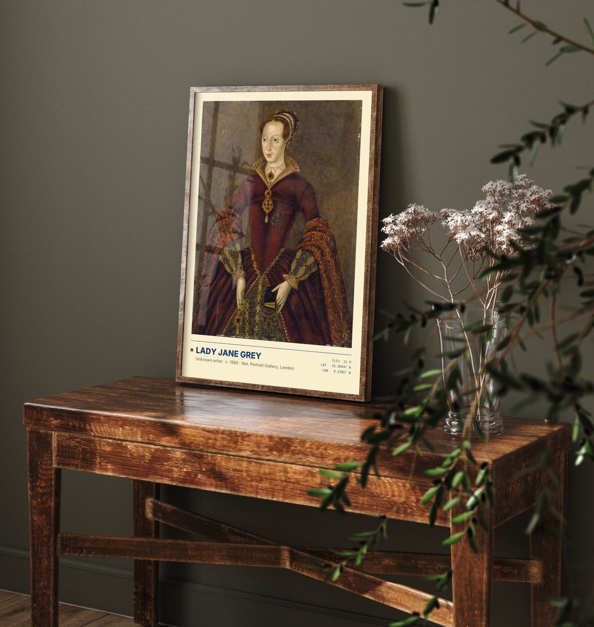 Lady Jane Grey Art Print - 1590 Tudor Classic Painting Poster - The Streatham Portrait, National Portrait Gallery Surveymono