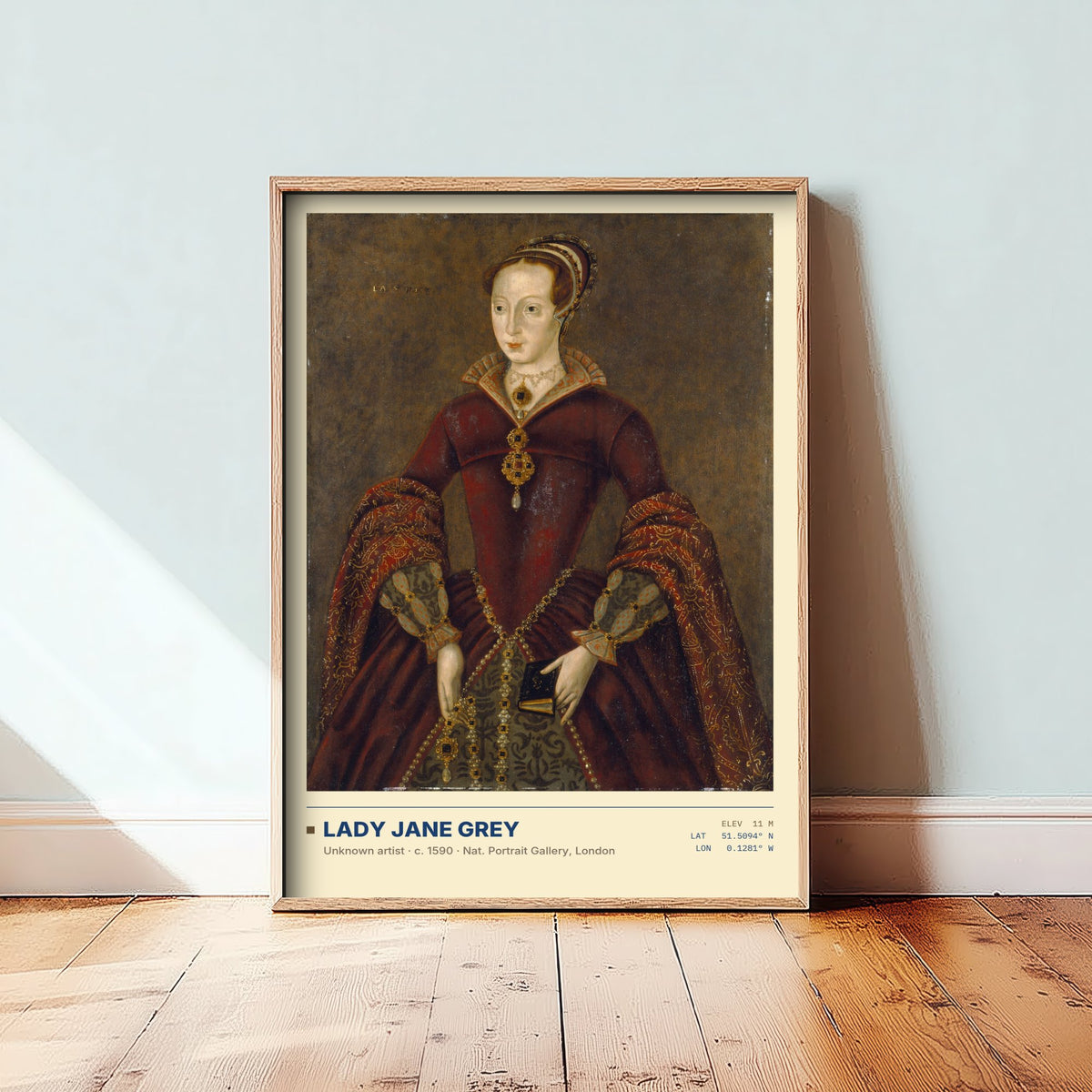 Lady Jane Grey Art Print - 1590 Tudor Classic Painting Poster - The Streatham Portrait, National Portrait Gallery Surveymono