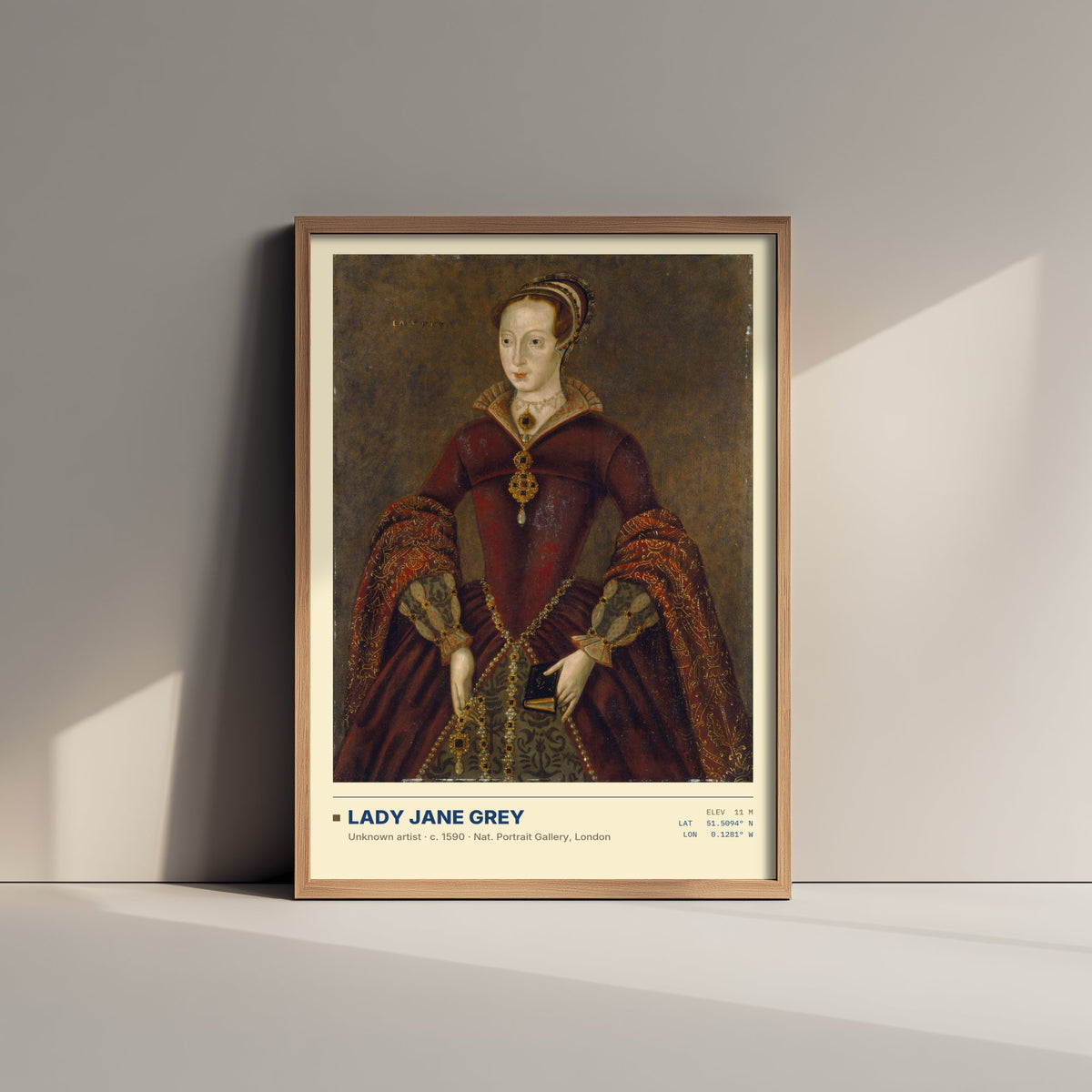 Lady Jane Grey Art Print - 1590 Tudor Classic Painting Poster - The Streatham Portrait, National Portrait Gallery Surveymono