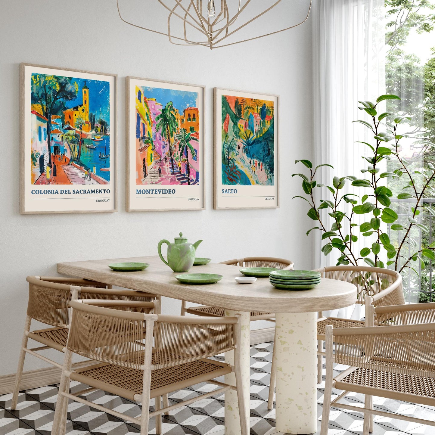 Colonia Montevideo Salto Set of Three Art Prints | Uruguay Travel Poster Illustration