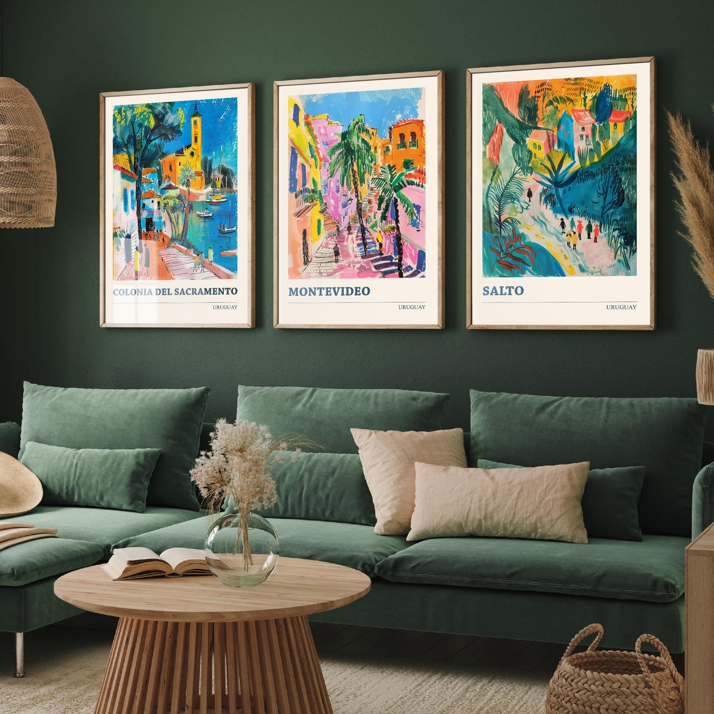Colonia Montevideo Salto Set of Three Art Prints | Uruguay Travel Poster Illustration