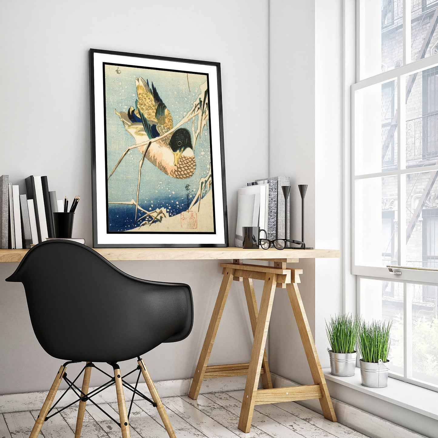 Utagawa Hiroshige Wild Duck Art Print - Japanese Woodblock Painting Poster - Mallard in Snow Wall Art 2/3