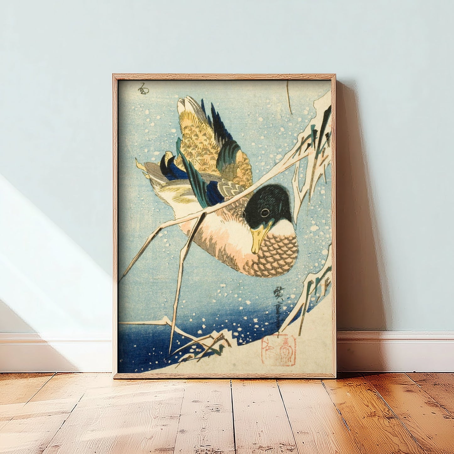 Utagawa Hiroshige Wild Duck Art Print - Japanese Woodblock Painting Poster - Mallard in Snow Wall Art 2/3
