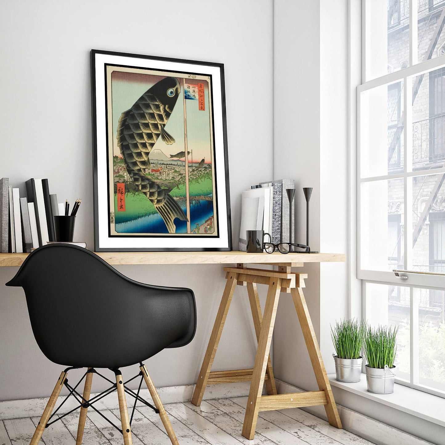 Utagawa Hiroshige Suido Bridge Art Print - Japanese Woodblock Painting Poster - Carp Banner Wall Art 3/3