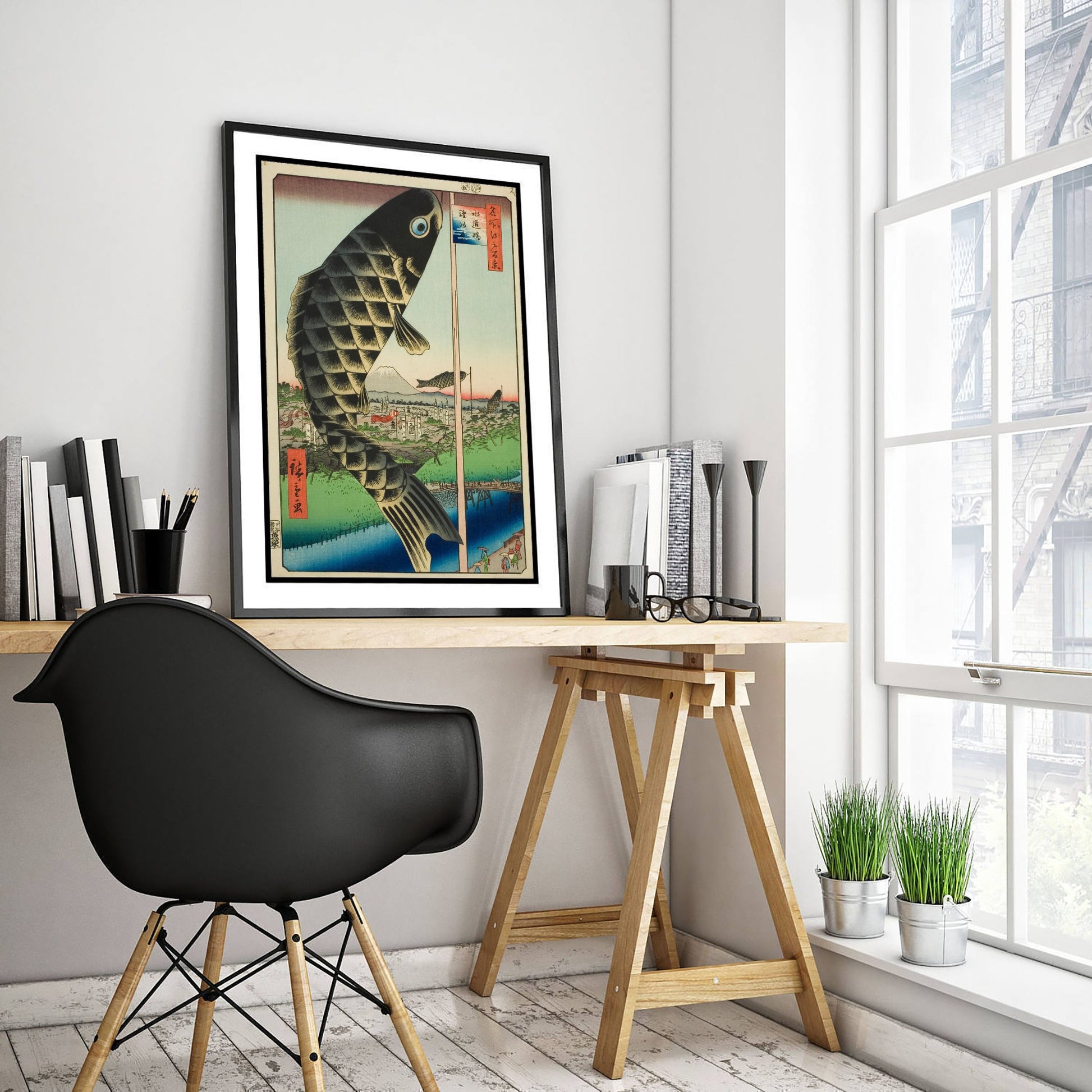 Utagawa Hiroshige Suido Bridge Art Print - Japanese Woodblock Painting Poster - Carp Banner Wall Art 3/3
