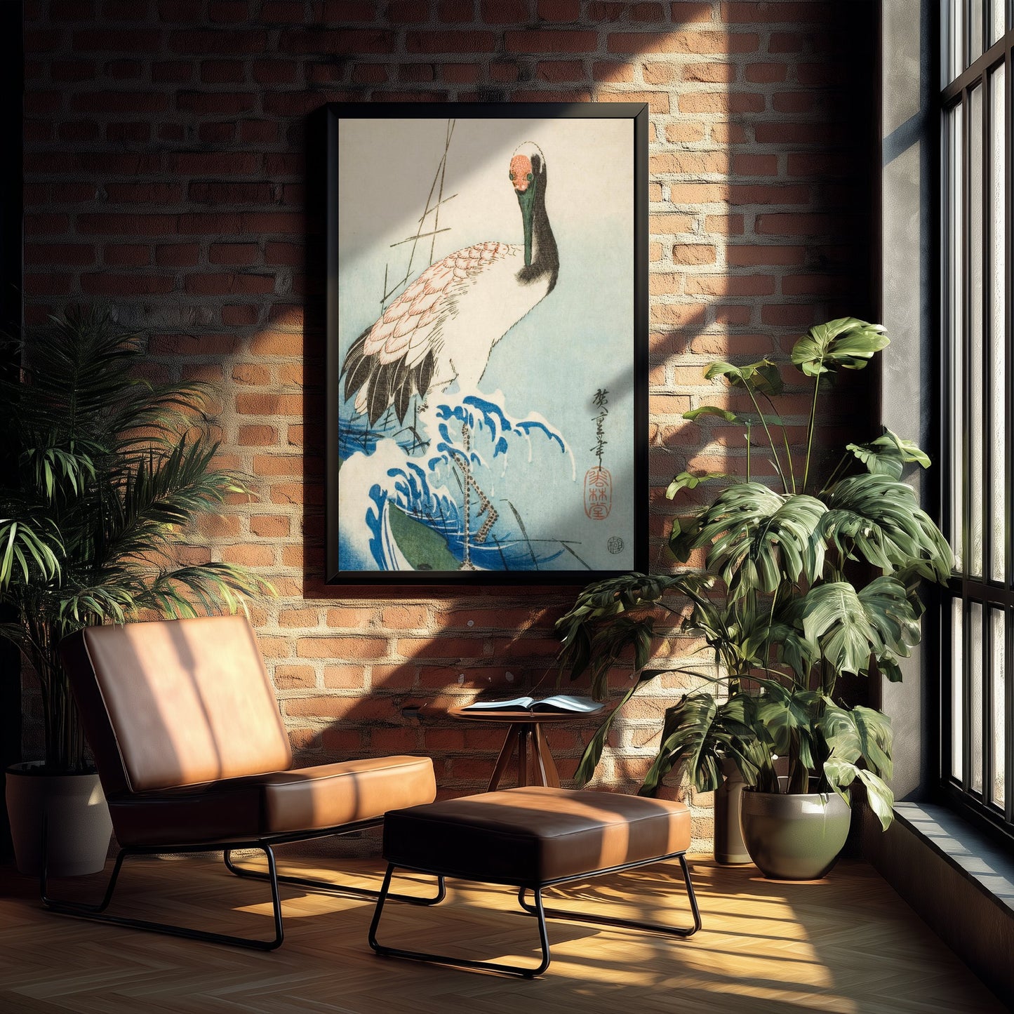 Utagawa Hiroshige Crane and Waves Art Print - Japanese Woodblock Painting Poster - Bird Wall Art 1/3