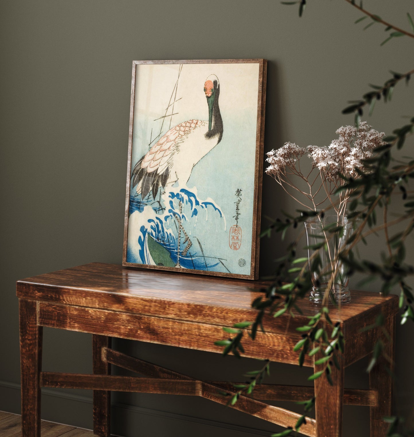 Utagawa Hiroshige Crane and Waves Art Print - Japanese Woodblock Painting Poster - Bird Wall Art 1/3