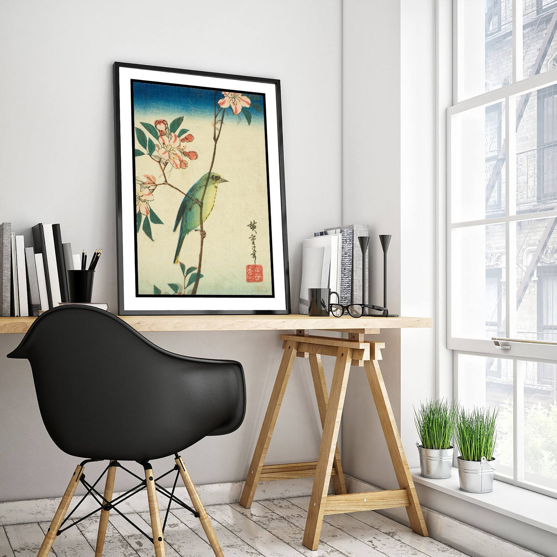 Utagawa Hiroshige White-Eye Art Print - Japanese Woodblock Painting Poster - Blossom Bird Wall Art 3/3