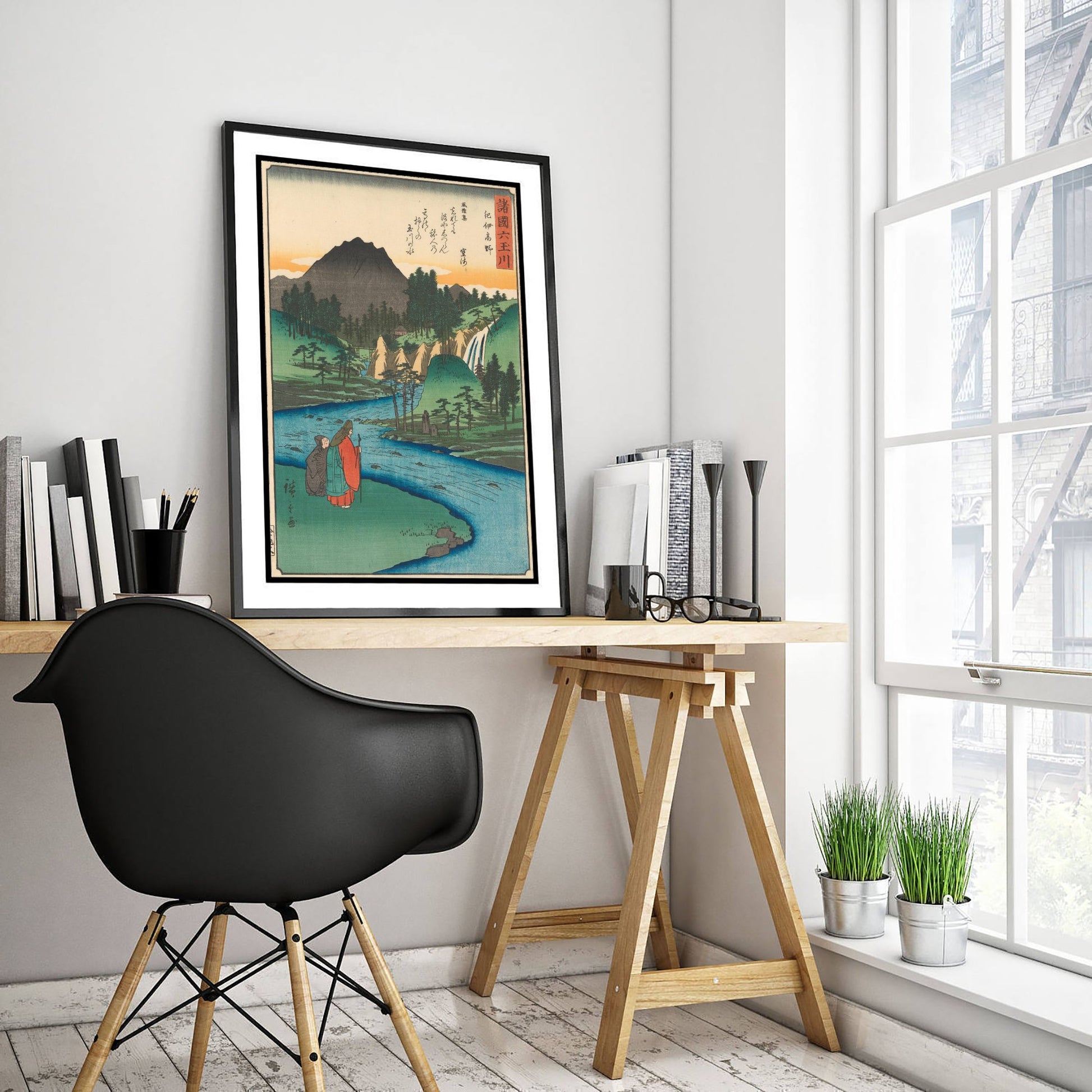 Utagawa Hiroshige - Jewel River (1857) - Japanese Woodblock Art Print - Ukiyo-e Landscape Poster - Mountains 1/3
