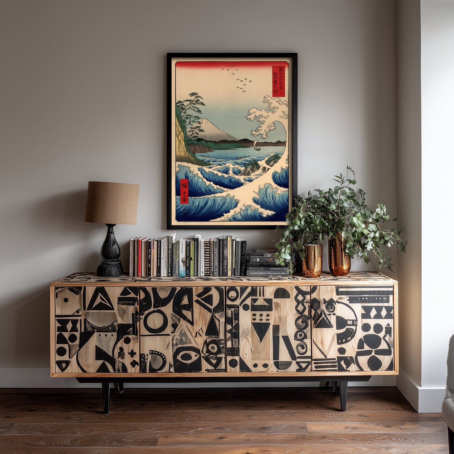 Utagawa Hiroshige - Seascape at Satta (1858) - Japanese Woodblock Art Print - Ukiyo-e Poster - Mount Fuji Waves 2/3