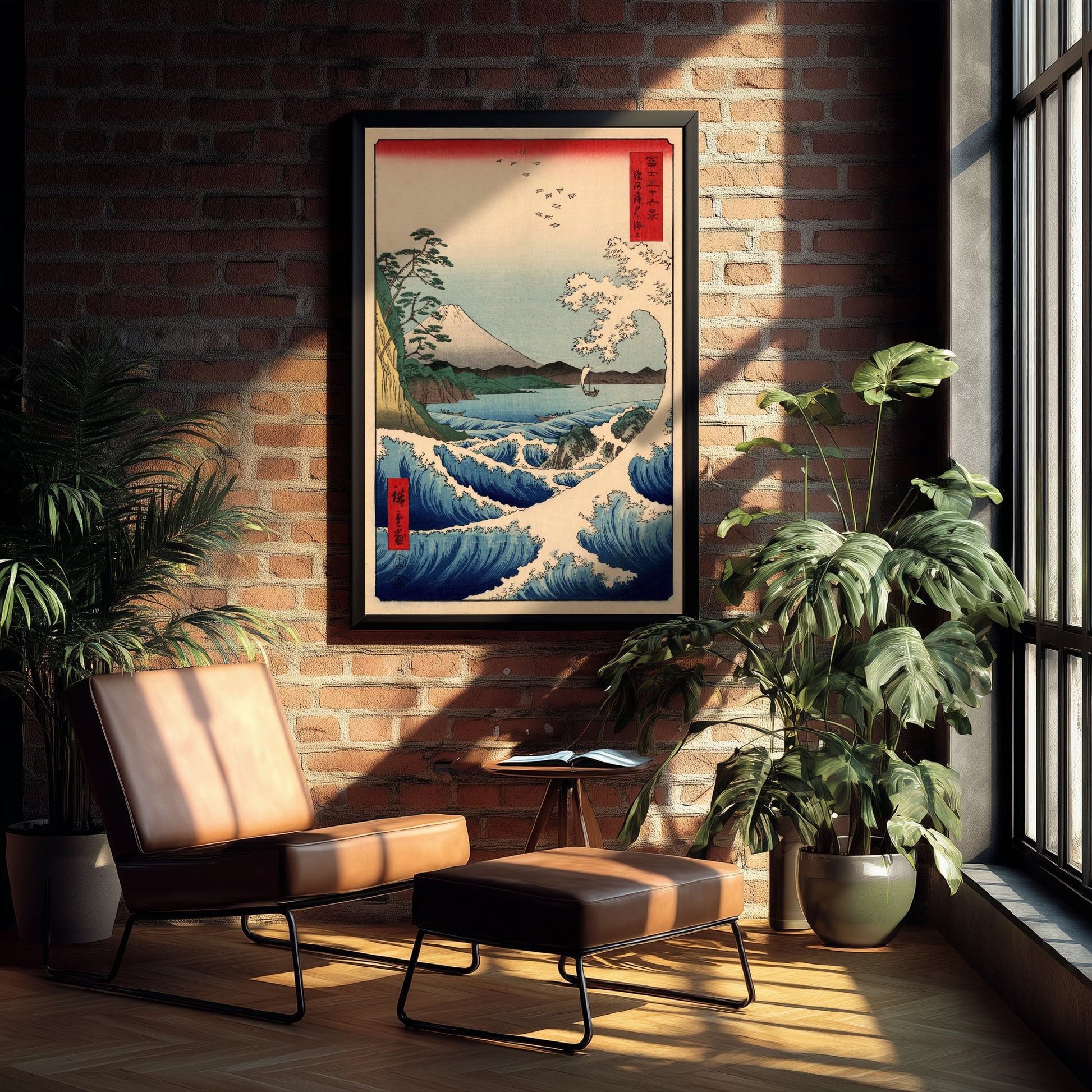 Utagawa Hiroshige - Seascape at Satta (1858) - Japanese Woodblock Art Print - Ukiyo-e Poster - Mount Fuji Waves 2/3