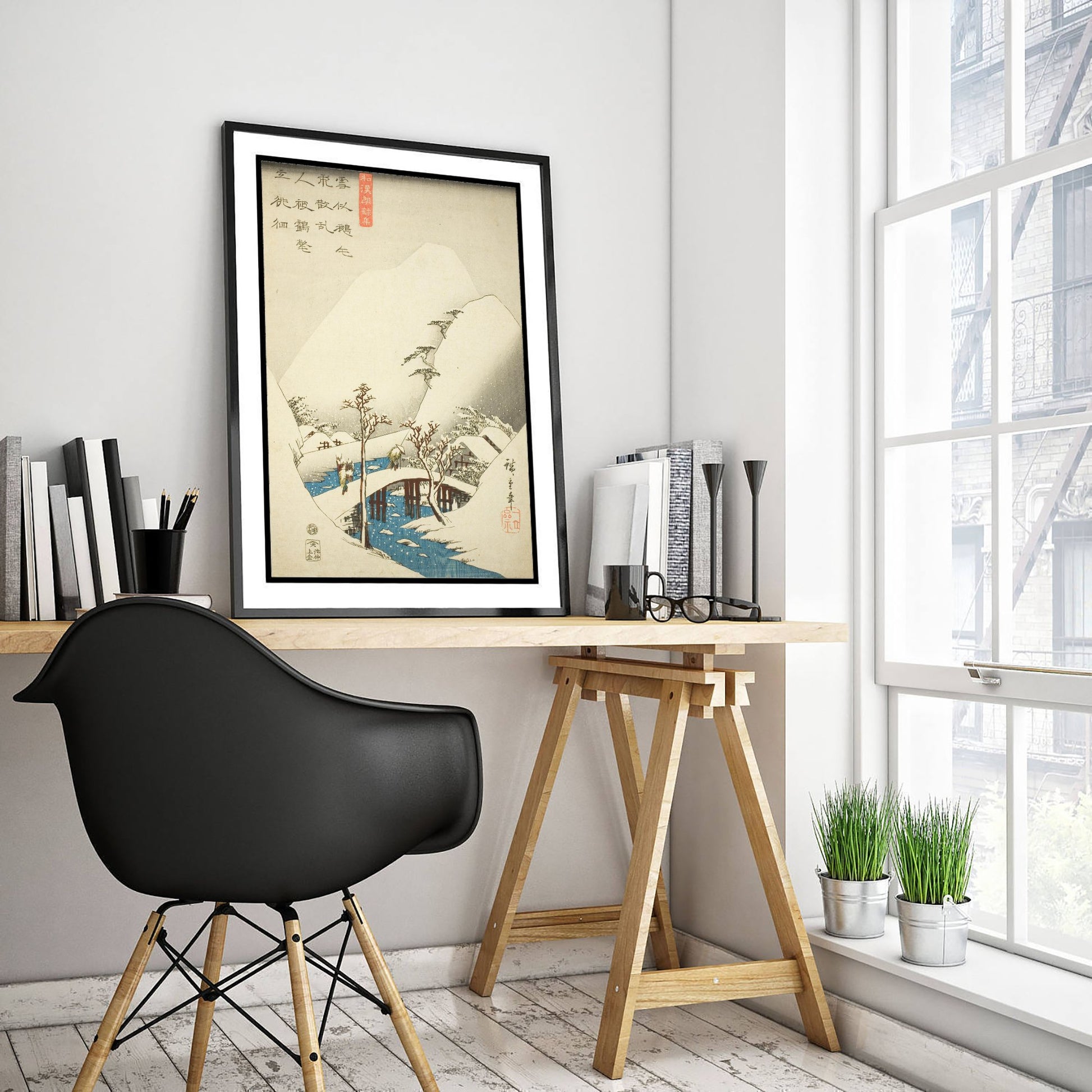 Utagawa Hiroshige Snowy Bridge Art Print - Japanese Woodblock Painting Poster - Winter Landscape Wall Art 2/3