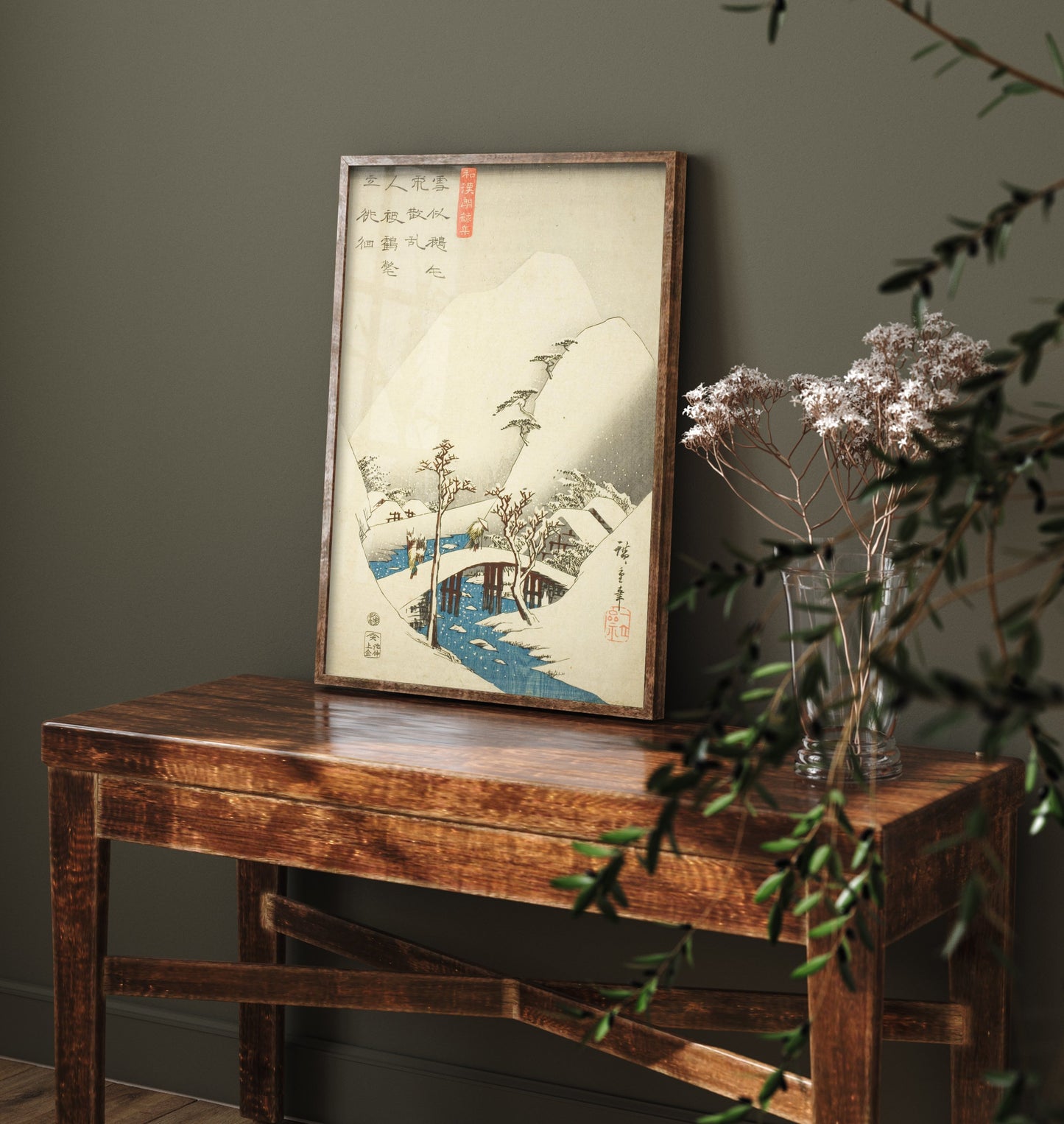 Utagawa Hiroshige Snowy Bridge Art Print - Japanese Woodblock Painting Poster - Winter Landscape Wall Art 2/3