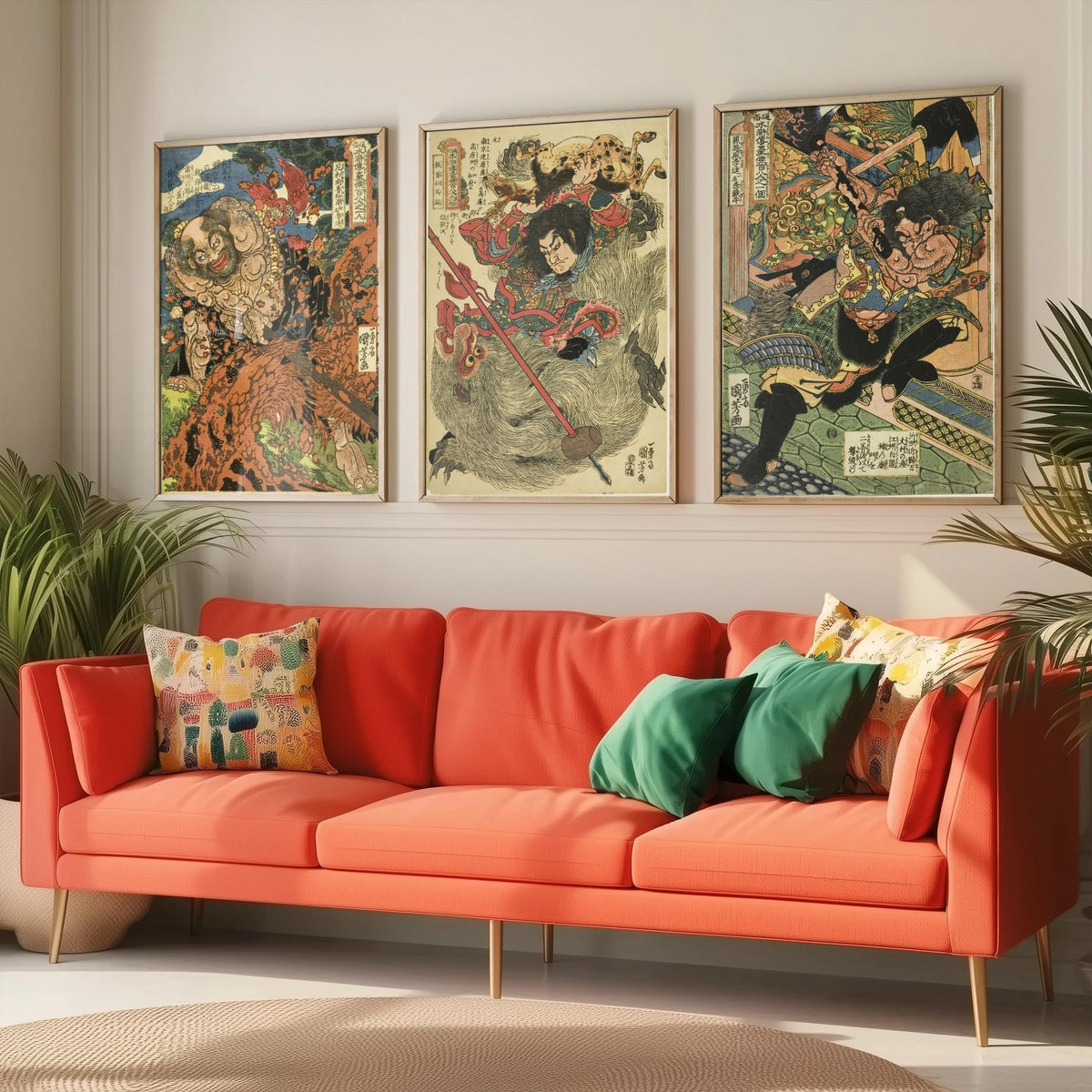 Lu Zhishen, Ma Lin and Li Kui Set of Three Art Prints - Kuniyoshi Suikoden Warrior Poster - Edo Japanese Woodcut