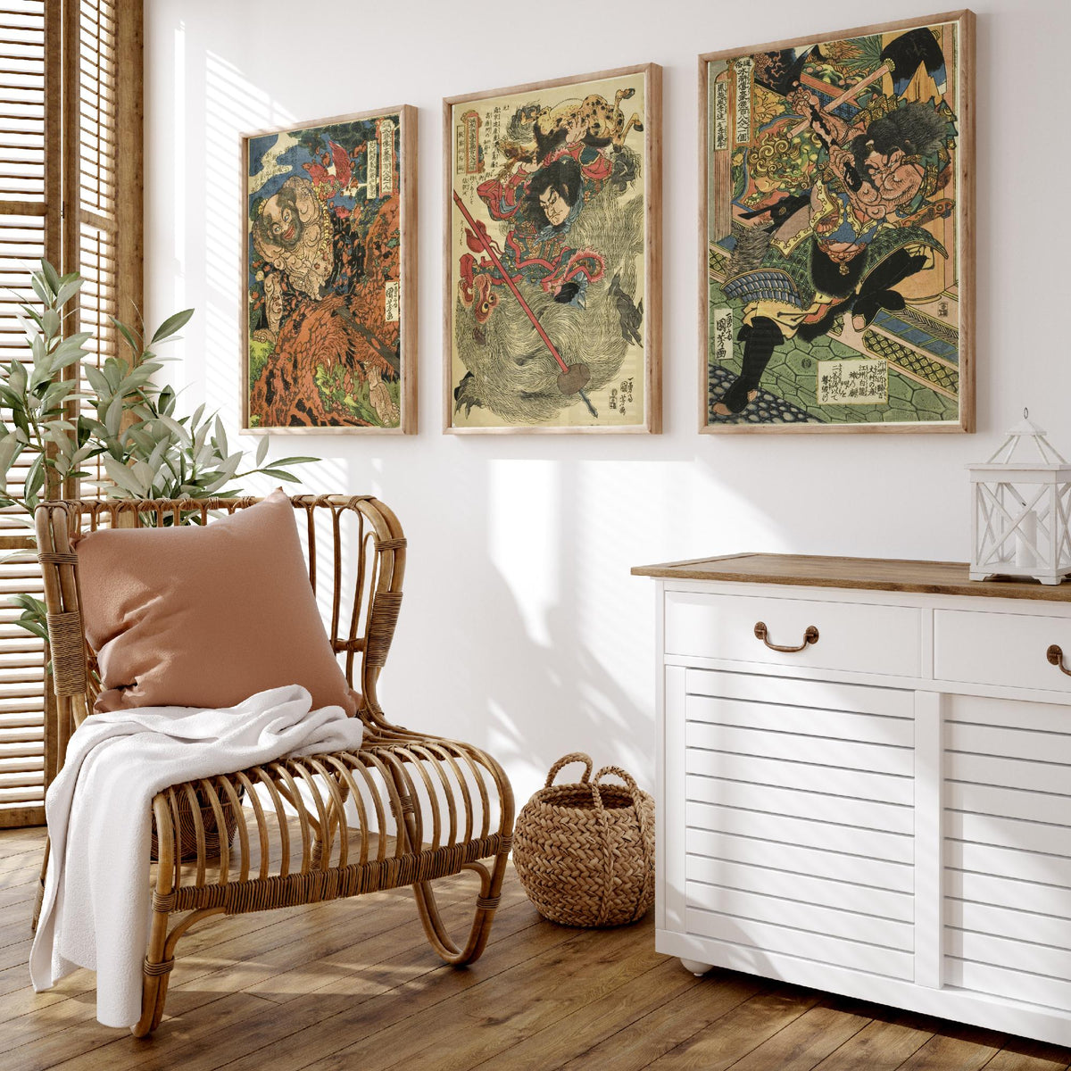 Lu Zhishen, Ma Lin and Li Kui Set of Three Art Prints - Kuniyoshi Suikoden Warrior Poster - Edo Japanese Woodcut