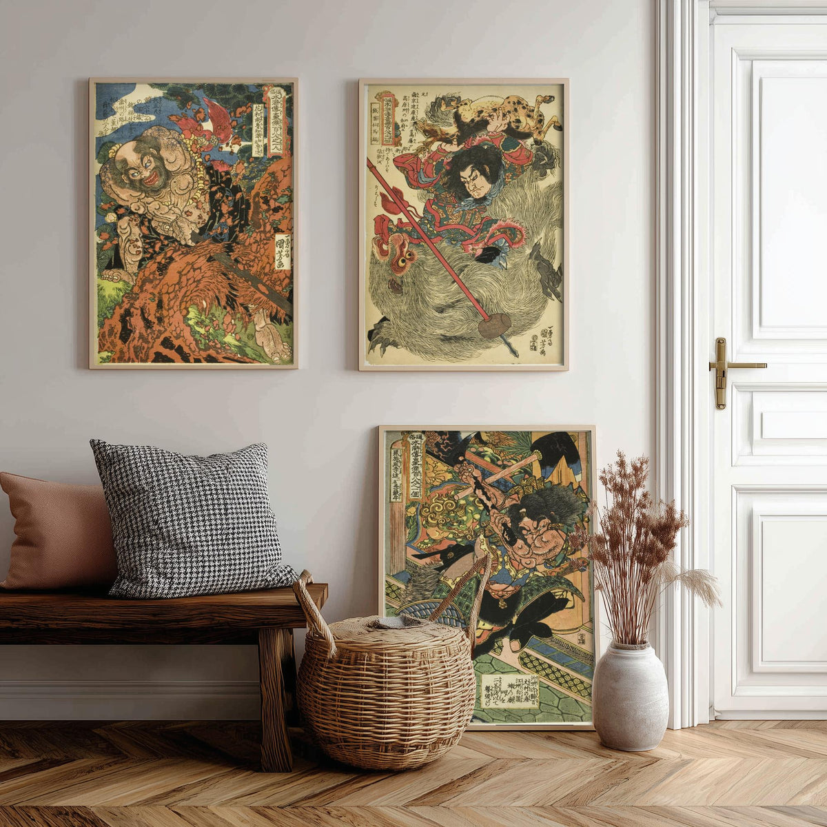 Lu Zhishen, Ma Lin and Li Kui Set of Three Art Prints - Kuniyoshi Suikoden Warrior Poster - Edo Japanese Woodcut