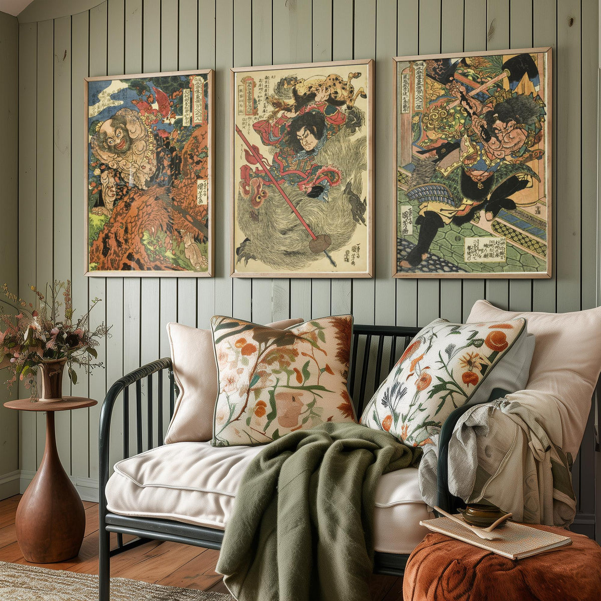 Lu Zhishen, Ma Lin and Li Kui Set of Three Art Prints - Kuniyoshi Suikoden Warrior Poster - Edo Japanese Woodcut