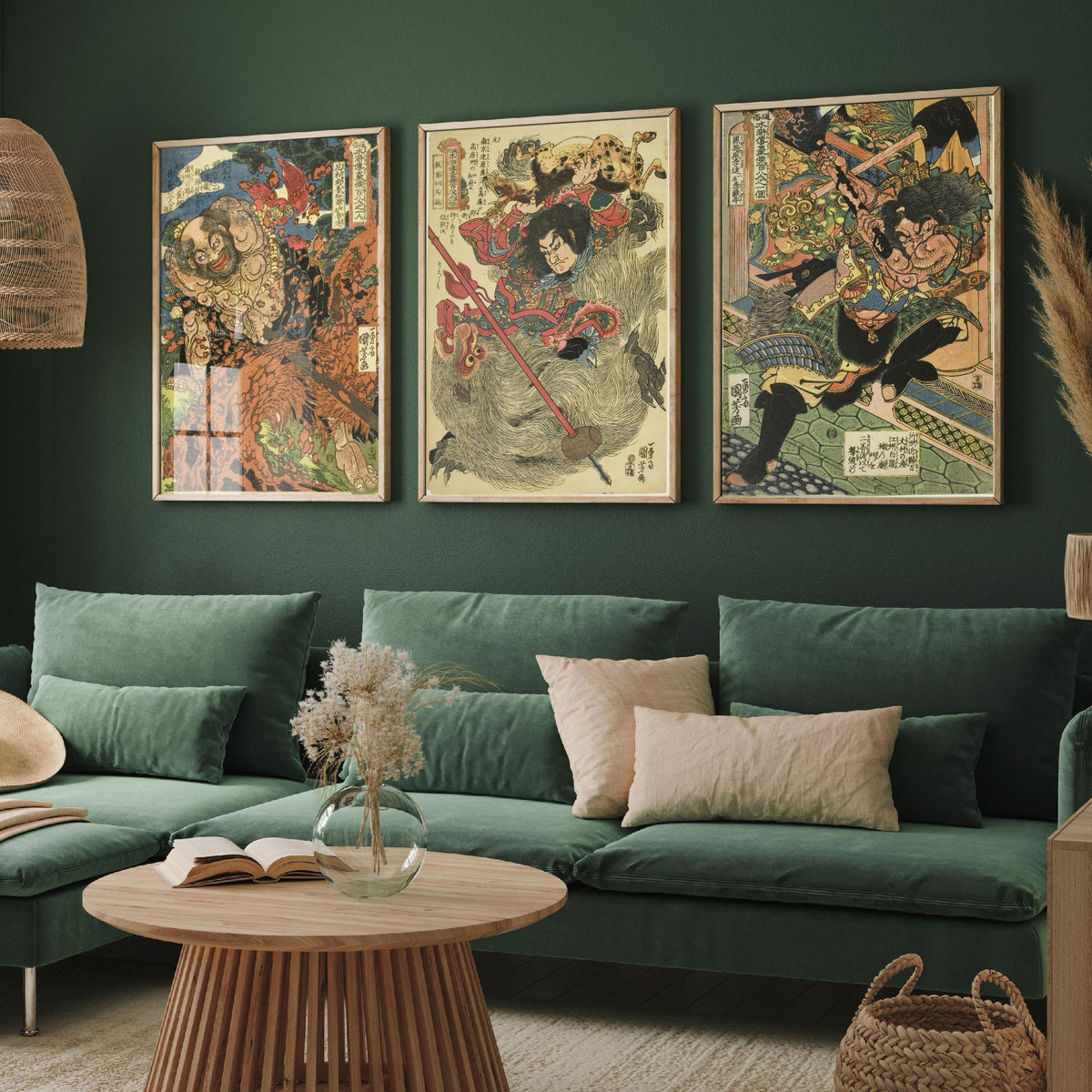 Lu Zhishen, Ma Lin and Li Kui Set of Three Art Prints - Kuniyoshi Suikoden Warrior Poster - Edo Japanese Woodcut