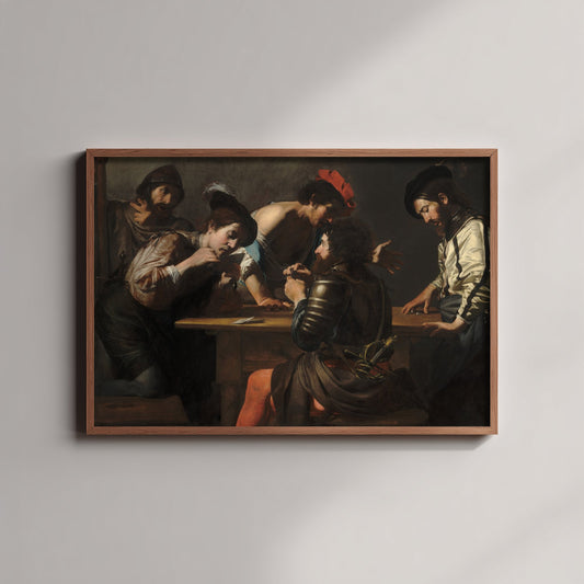 Valentin de Boulogne - Soldiers Playing Cards and Dice, The Cheats (c. 1620) - Classic Painting Art Print - Tavern Gamblers Poster