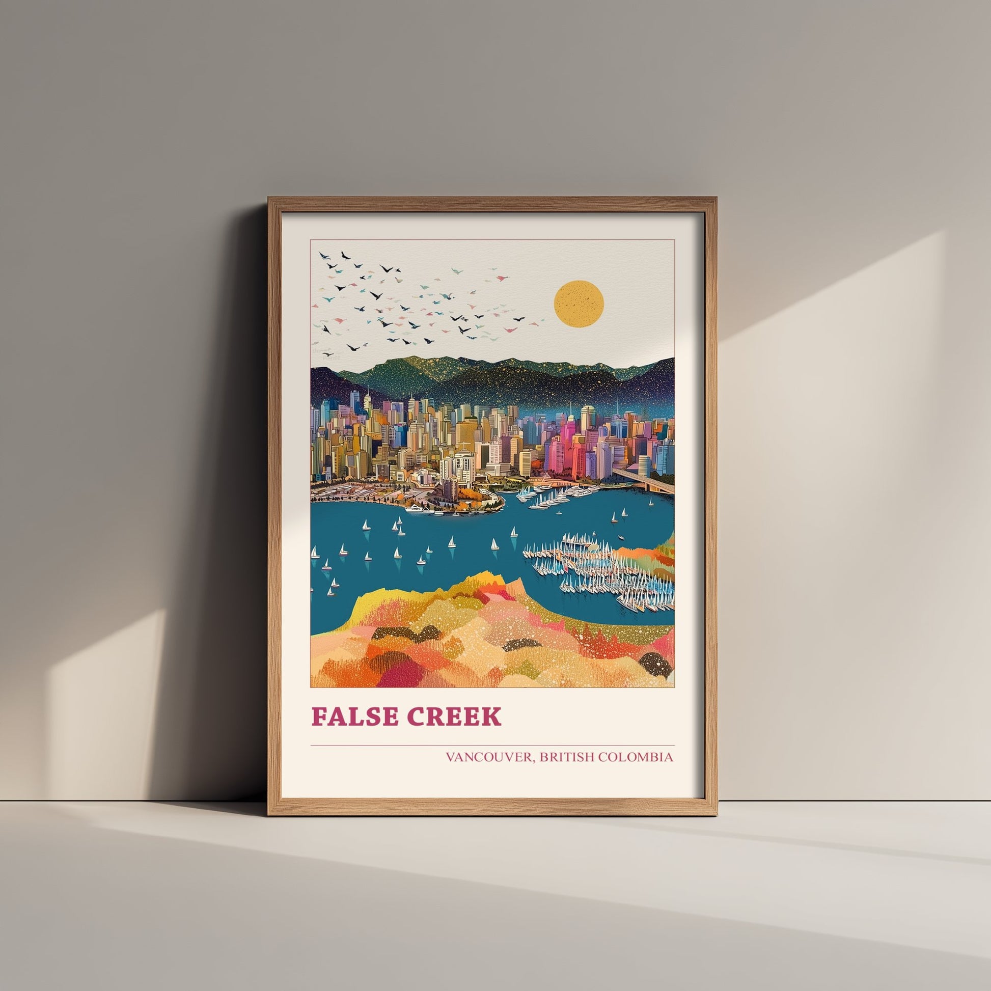 Vancouver False Creek Travel Poster - Canada Skyline Art Print - Geometric Cityscape Illustration - British Columbia 2/3