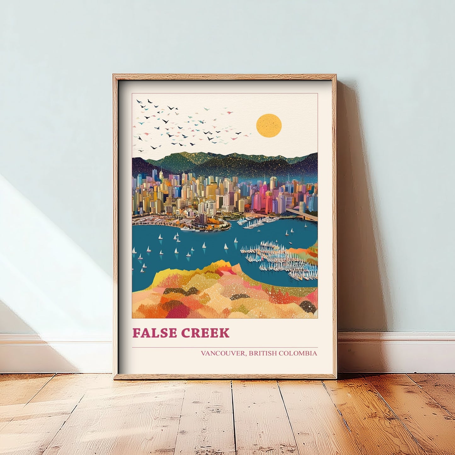 Vancouver False Creek Travel Poster - Canada Skyline Art Print - Geometric Cityscape Illustration - British Columbia 2/3