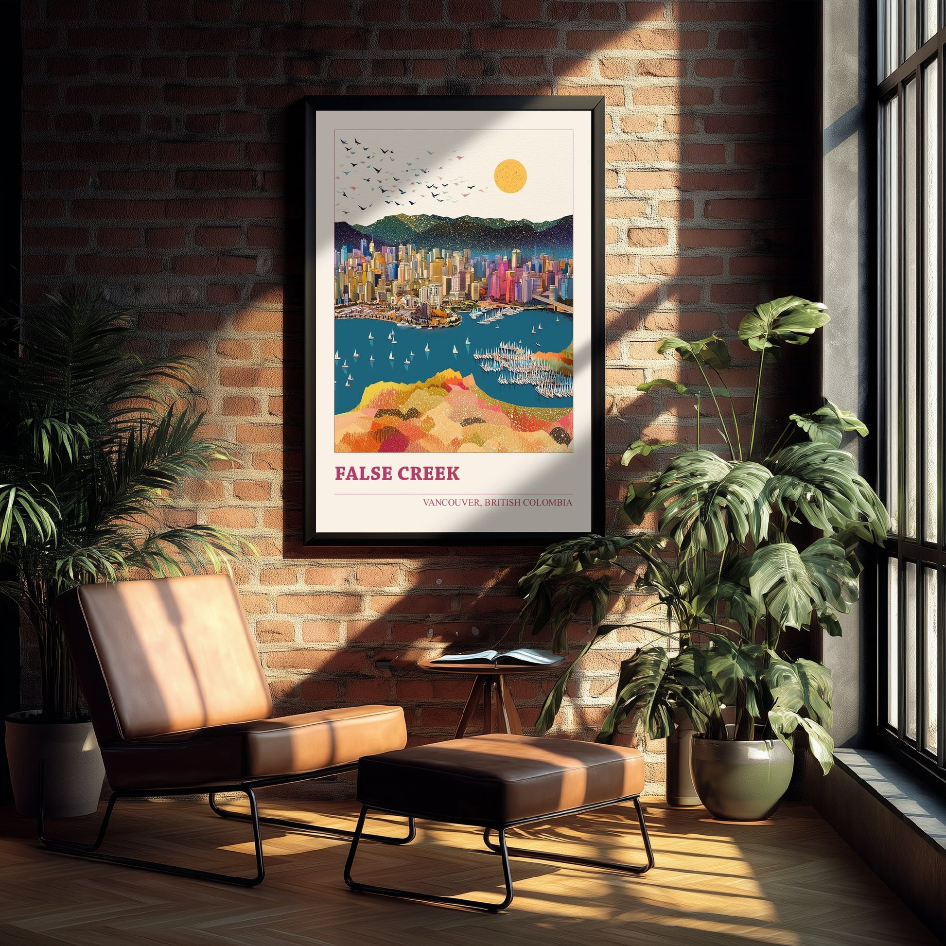 Vancouver False Creek Travel Poster - Canada Skyline Art Print - Geometric Cityscape Illustration - British Columbia 2/3