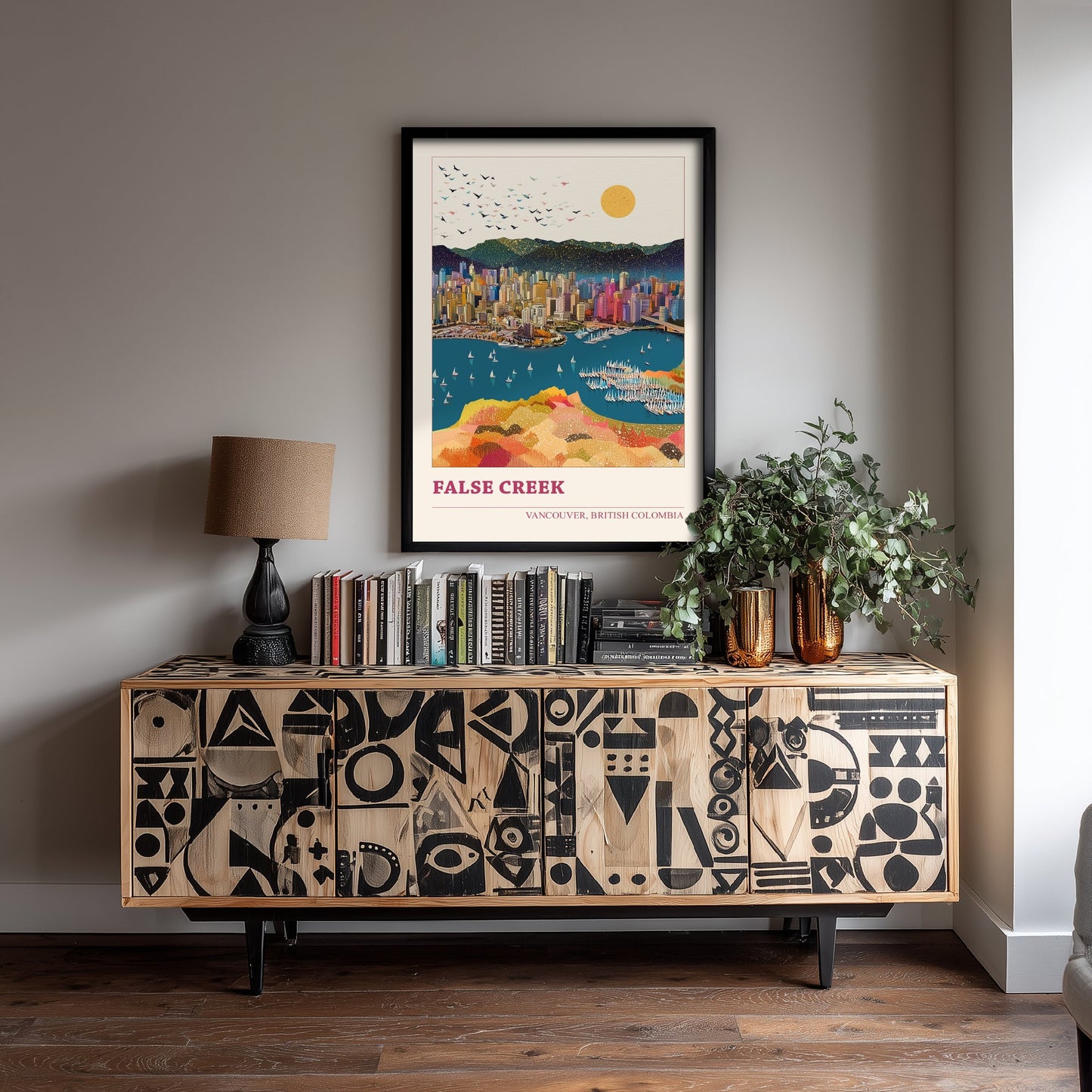Vancouver False Creek Travel Poster - Canada Skyline Art Print - Geometric Cityscape Illustration - British Columbia 2/3