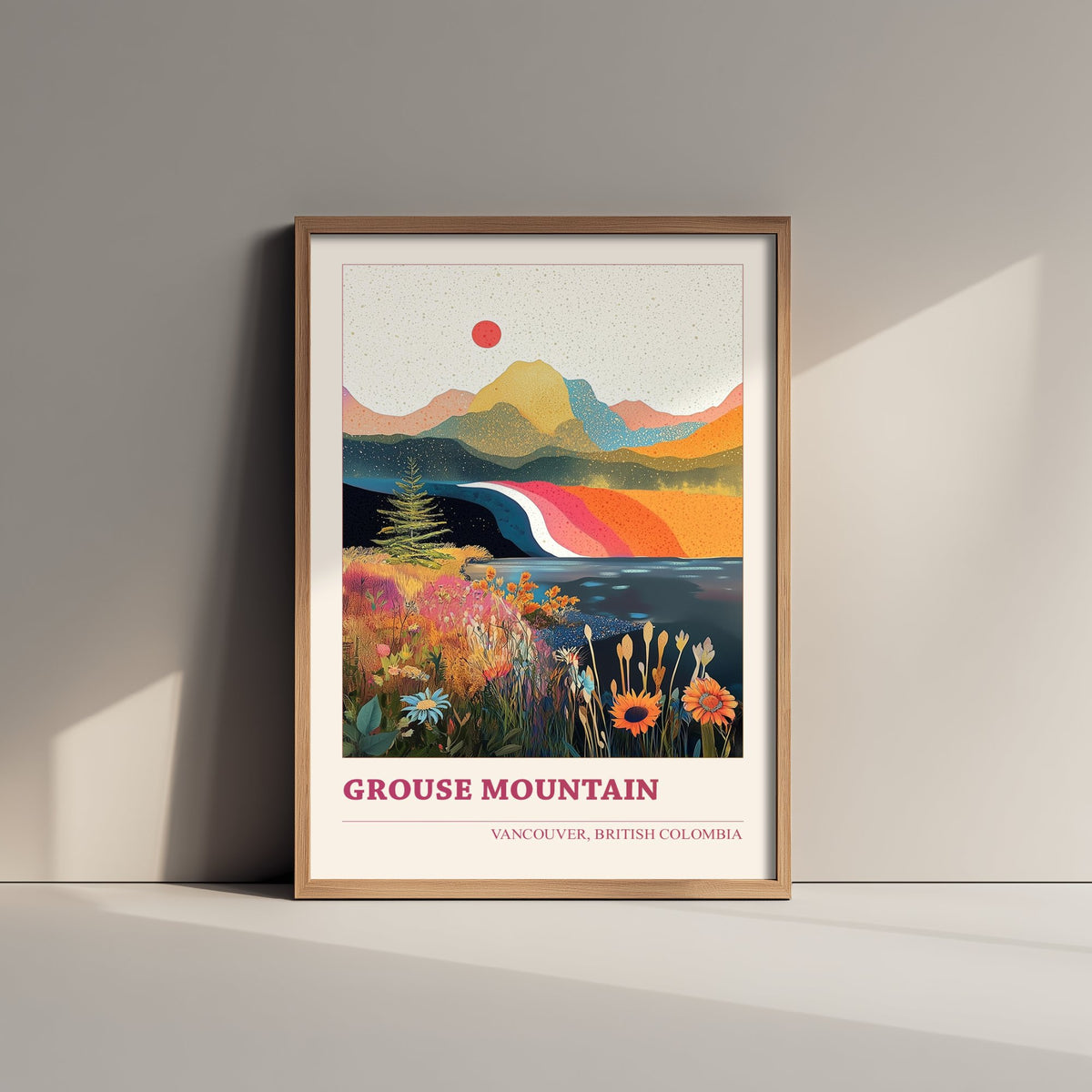 Vancouver Grouse Mountain Travel Poster - Canada Art Print - Geometric Landscape Illustration - British Columbia 3/3
