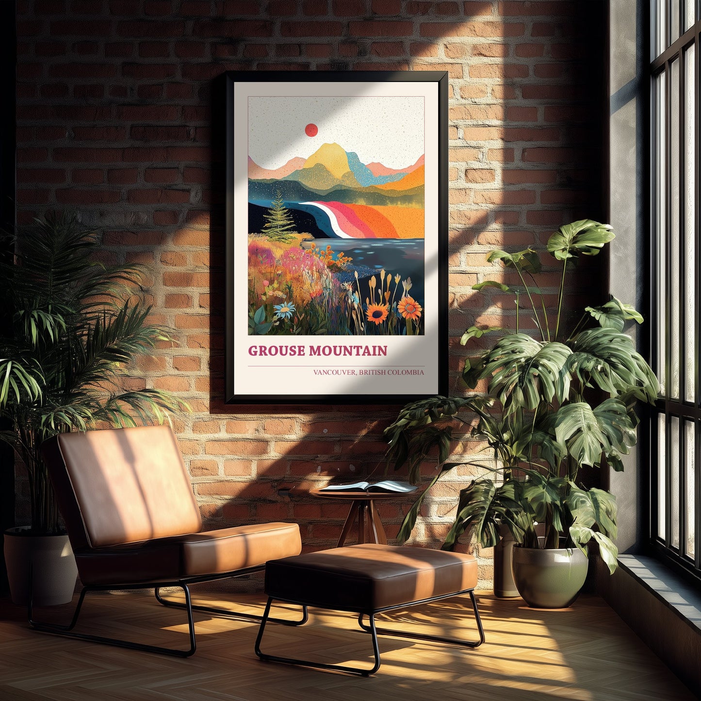 Vancouver Grouse Mountain Travel Poster - Canada Art Print - Geometric Landscape Illustration - British Columbia 3/3